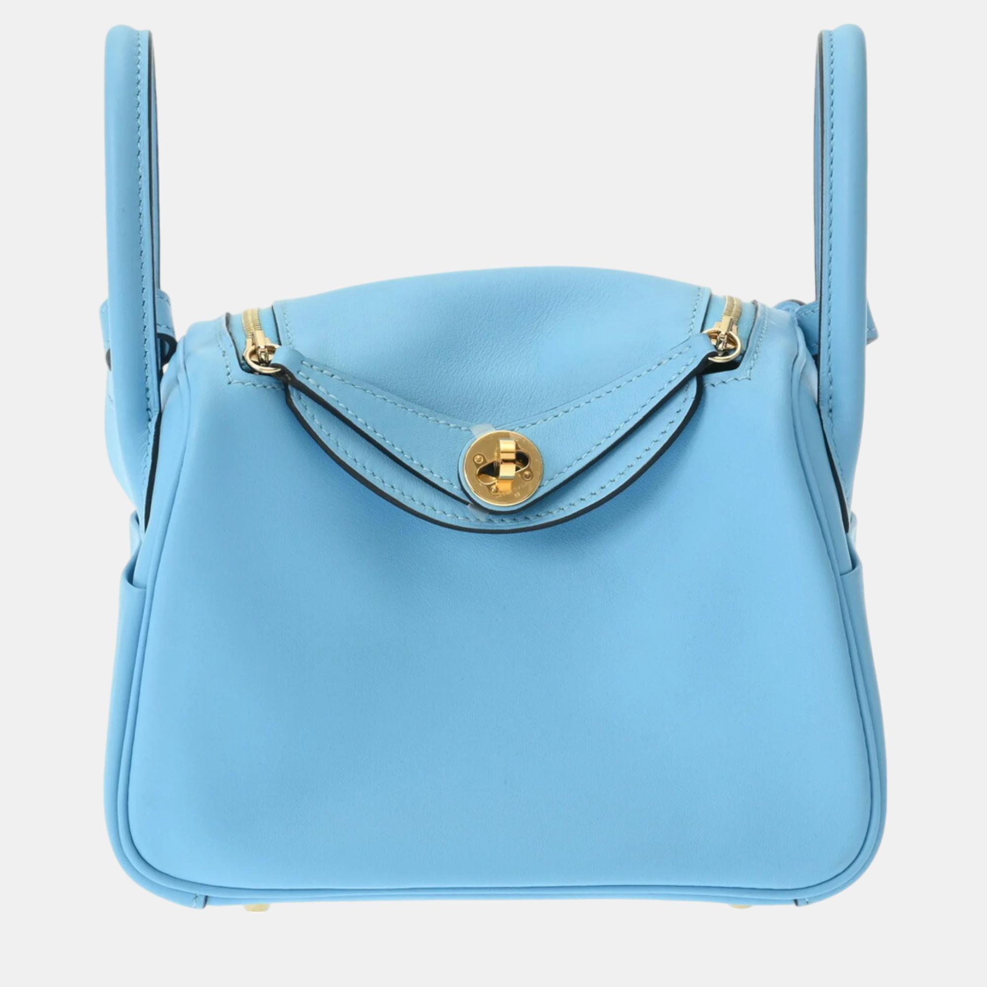 

Hermes Lindy Celeste Swift leather bag, Blue