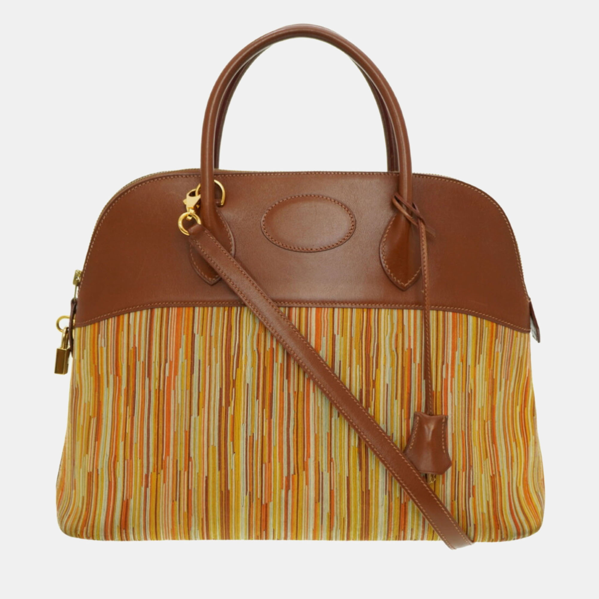 

Hermes Boxcalf Vibrato Noazette Bolide 35 Handbag, Multicolor