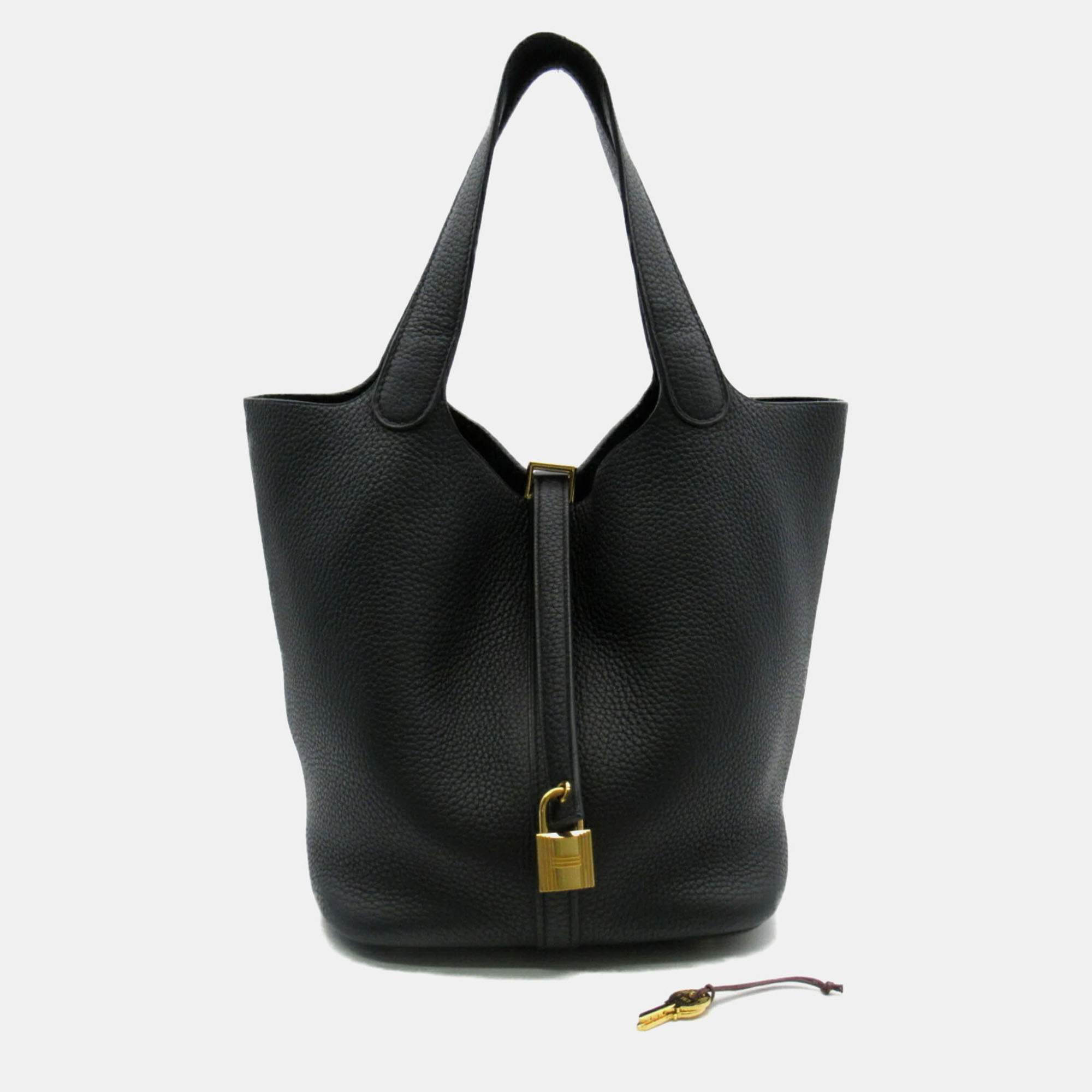 

Hermes Black Calfskin (Cowhide) Taurillon Clemence Picotin Lock MM Bag