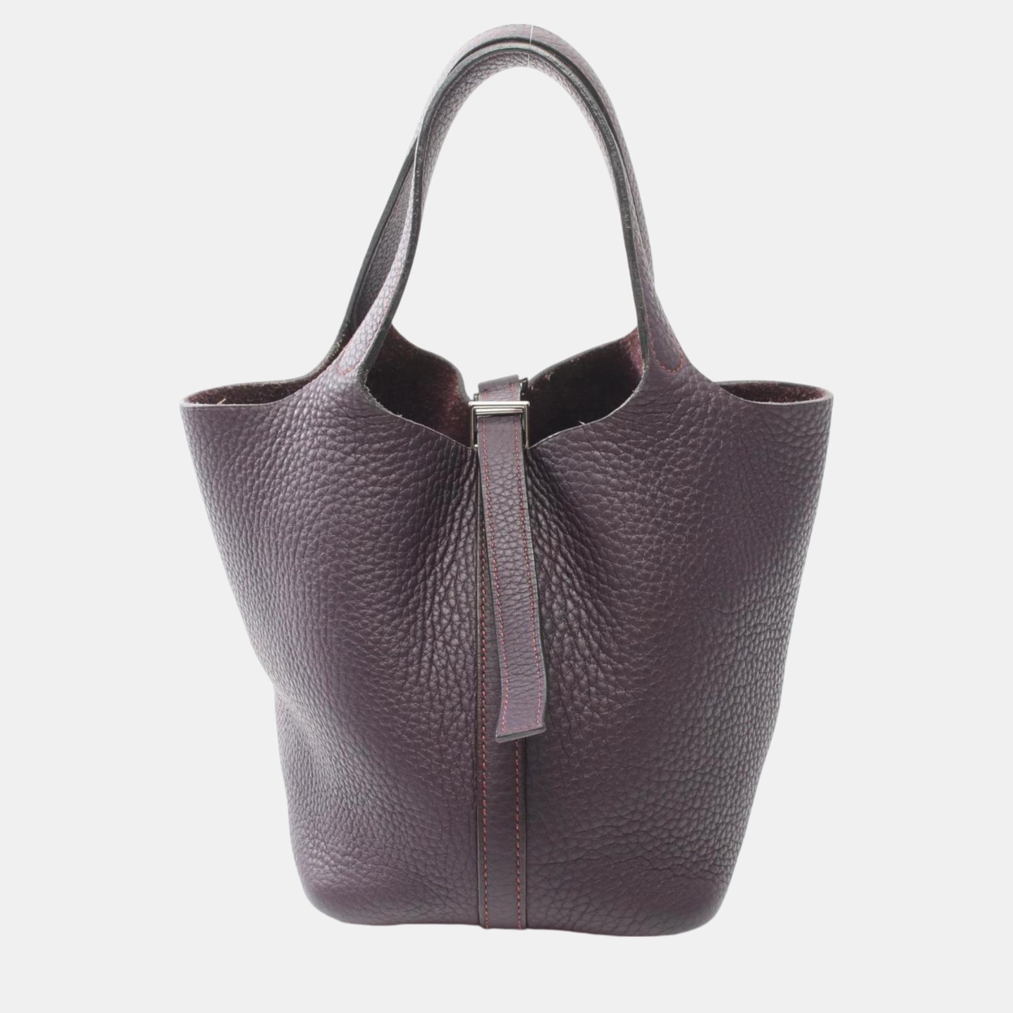 

Hermes Purple Taurillon Clemence Picotin PM Handbag