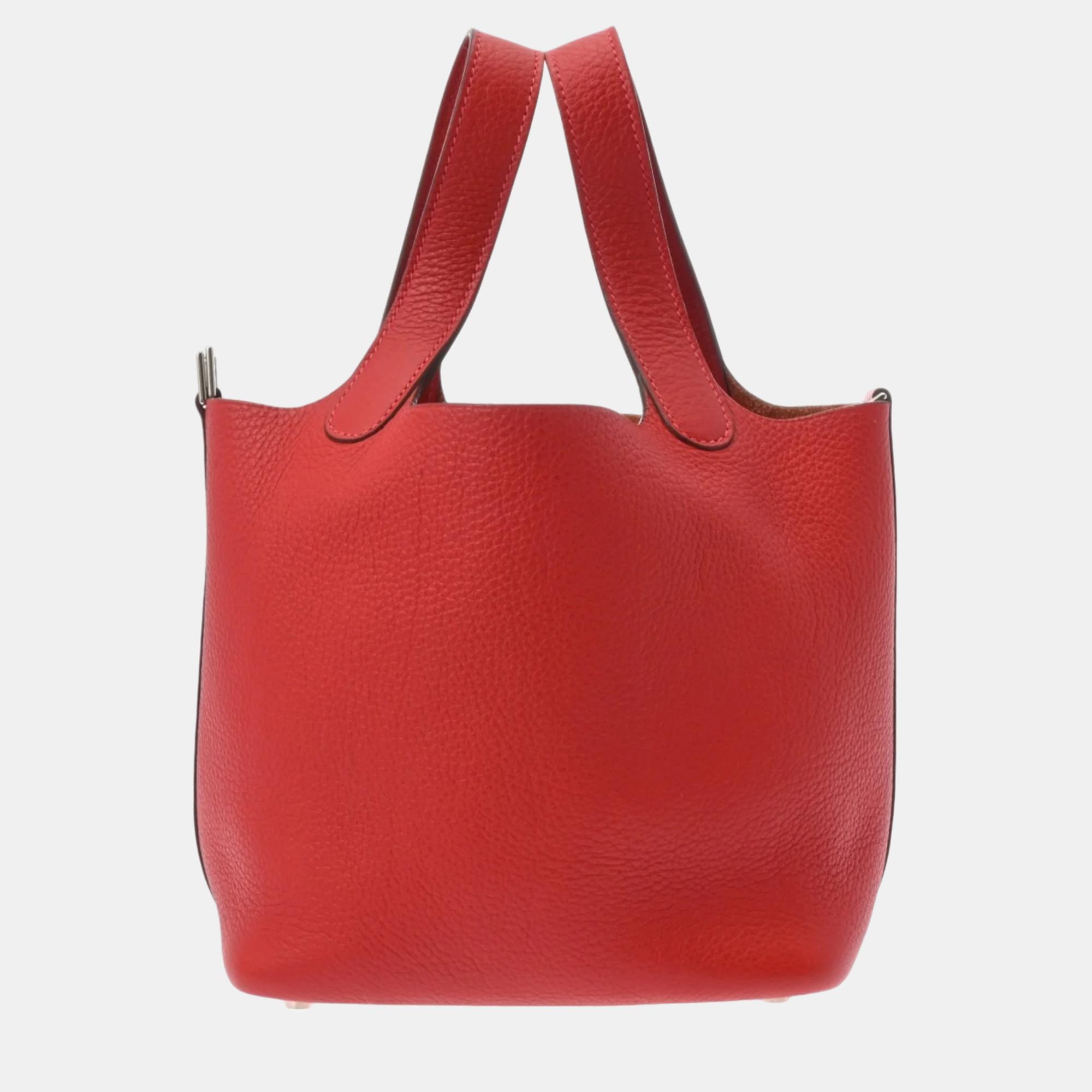 

Hermes Rouge Garance Taurillon Clemence Picotin PM handbag, Red