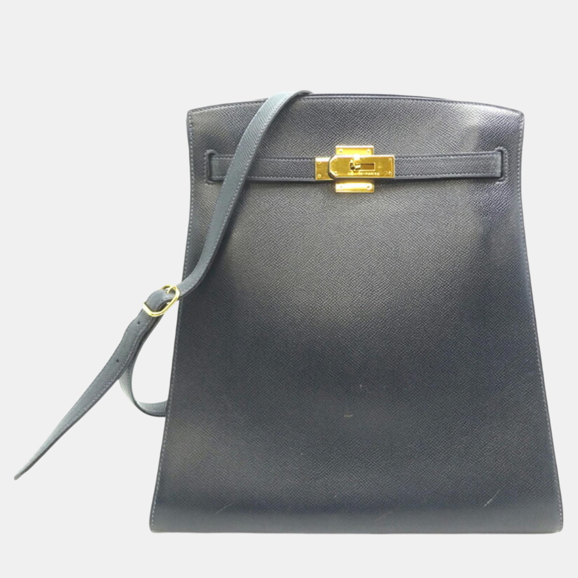 

Hermes Cushvel Navy Kelly Sport MM bag, Navy blue