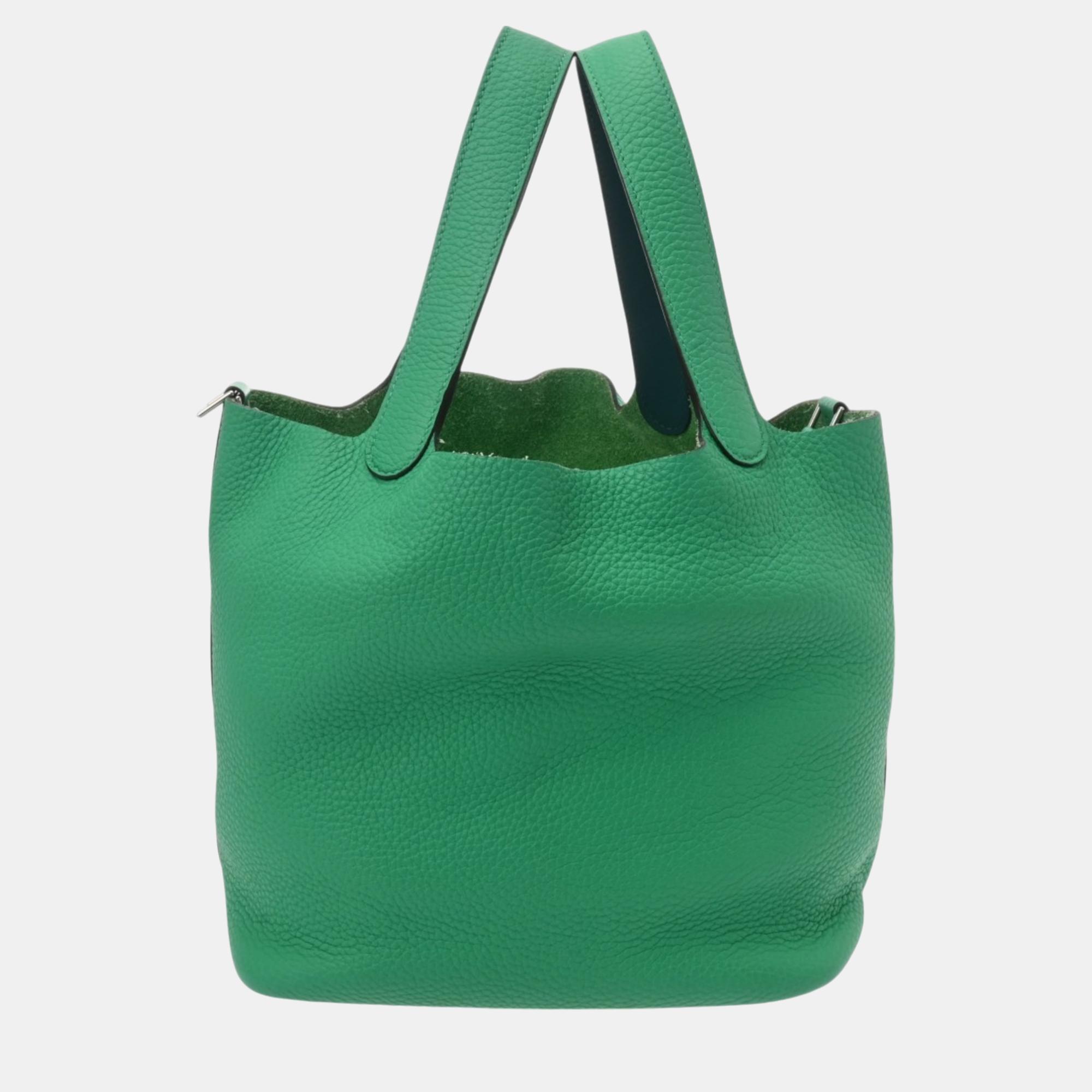 

Hermes Eclat Mint/Vert Bosphore Taurillon Clemence Picotin Lock MM Handbag, Green