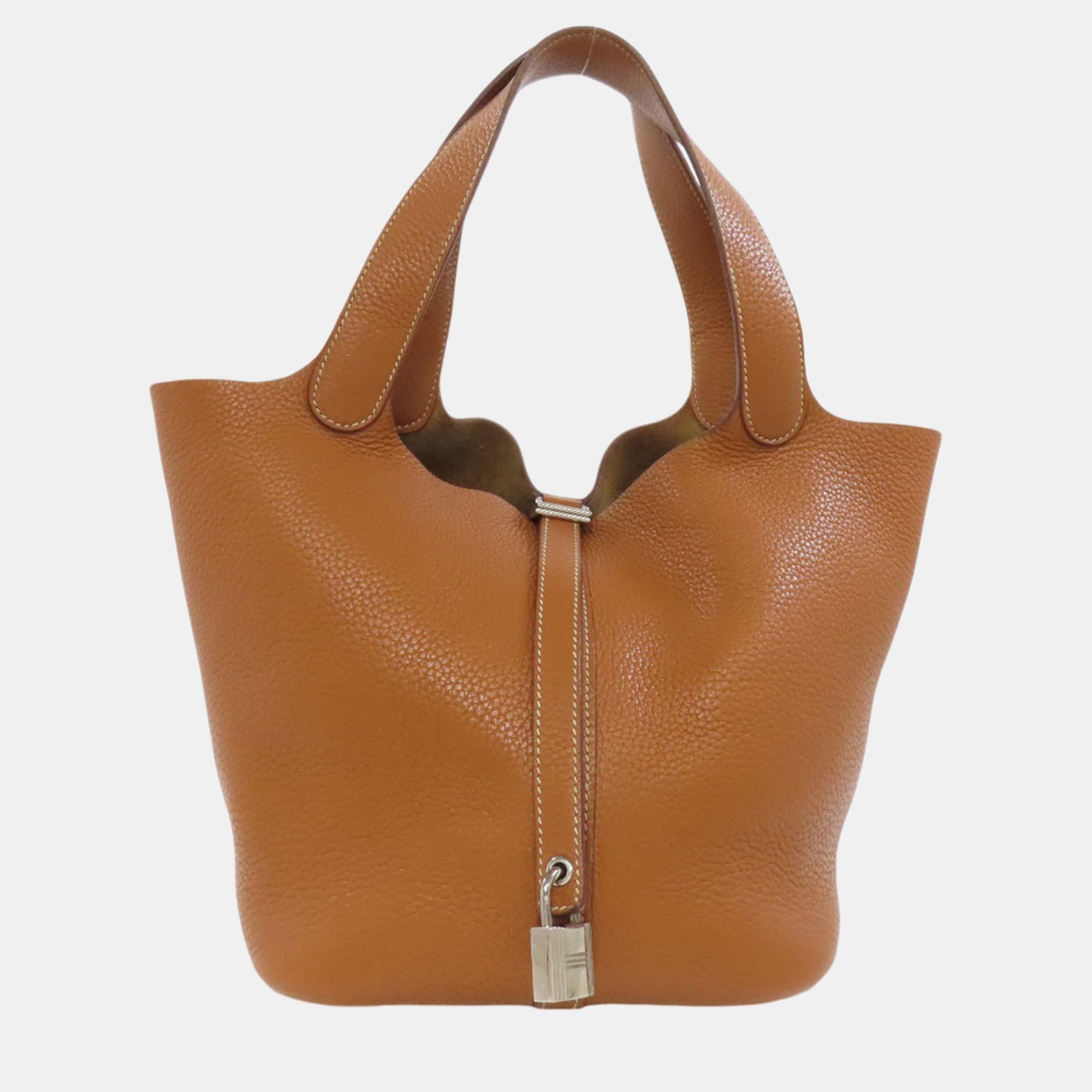 

Hermes Taurillon Picotin Lock MM Handbag, Brown