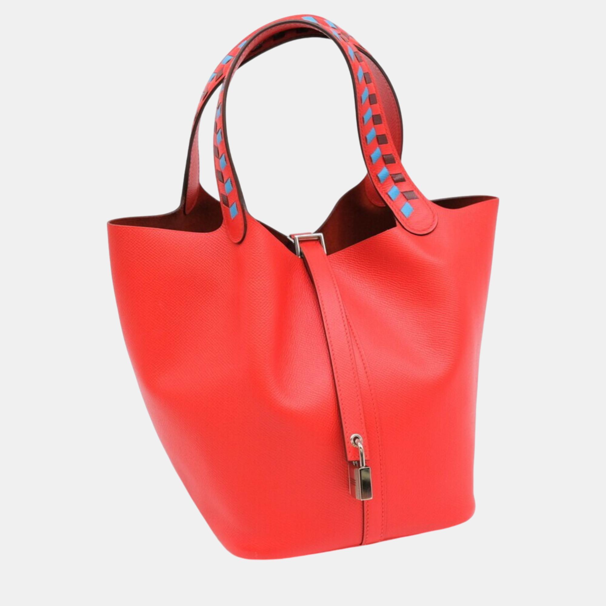 

Hermes Rouge du Coeur Red Epson Leather Picotin Lock MM Trace de Cuir Handbag