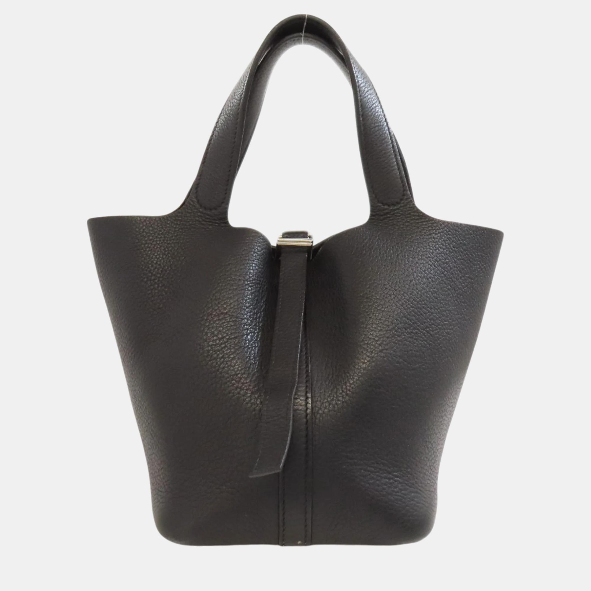 

Hermes Taurillon Picotin PM Handbag, Black