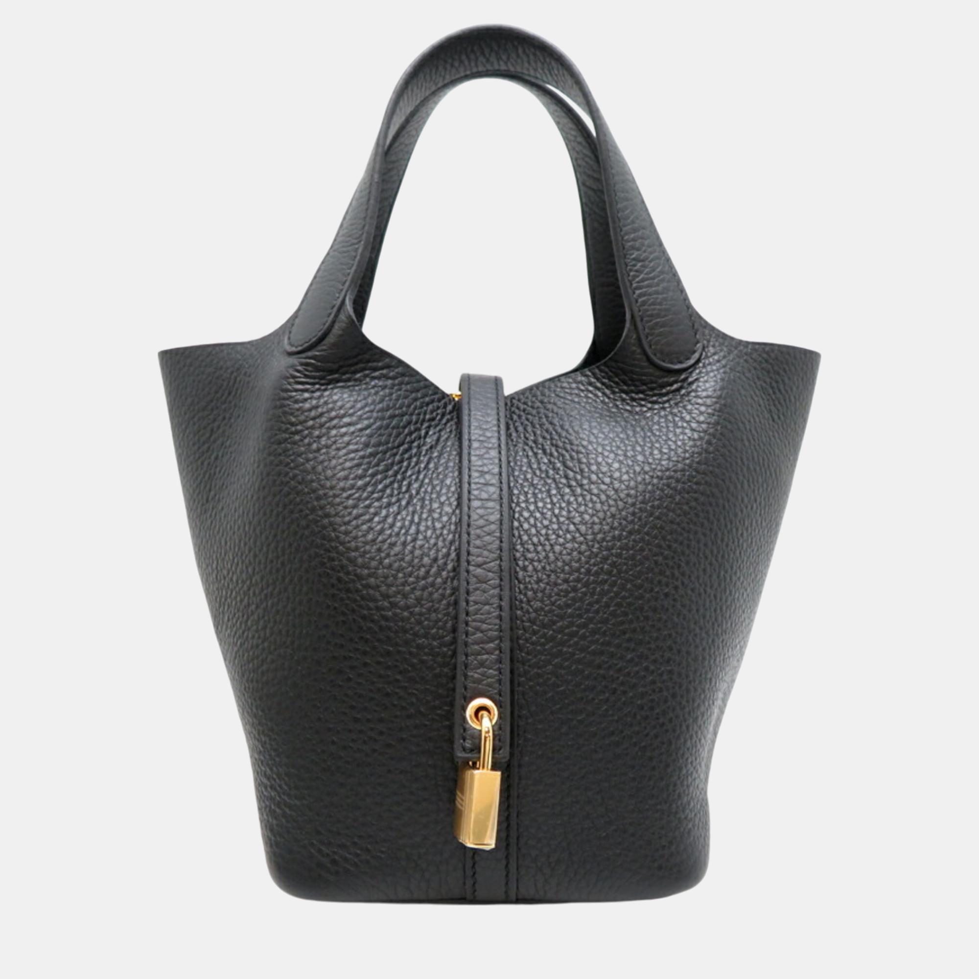 

Hermes Noir (Black) Taurillon Clemence Picotin Lock PM Handbag