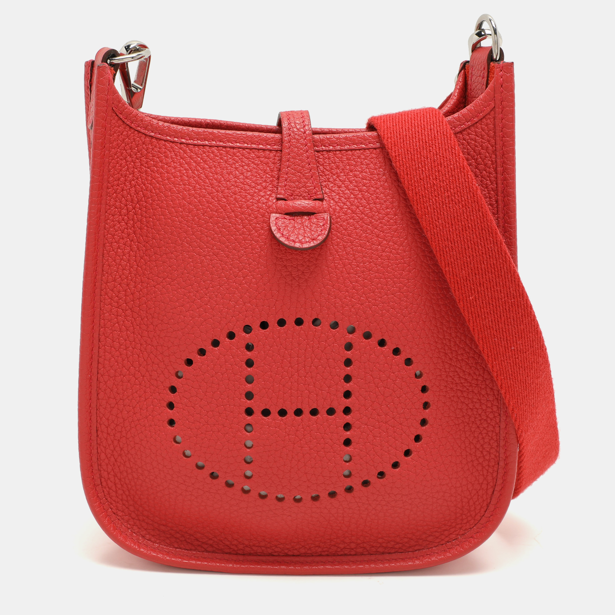 

Hermes Rouganvillier Taurillon Clemence Leather Evelyne TPM Bag, Red