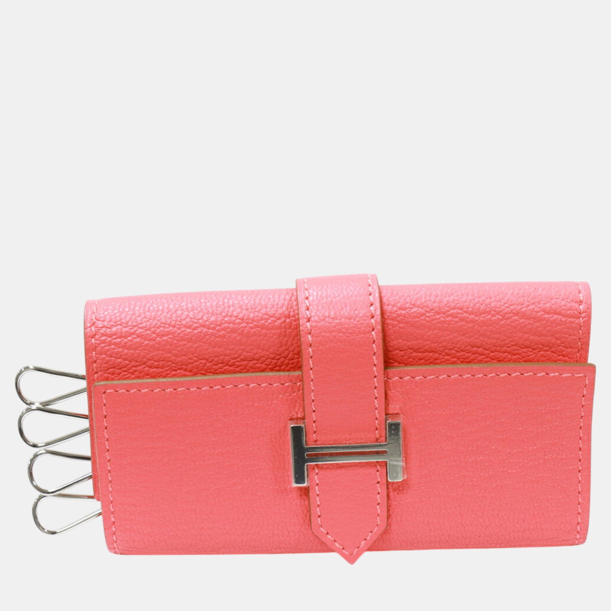 

Hermes Chevre 4 Key Case Rose Lipstick Pink Leather