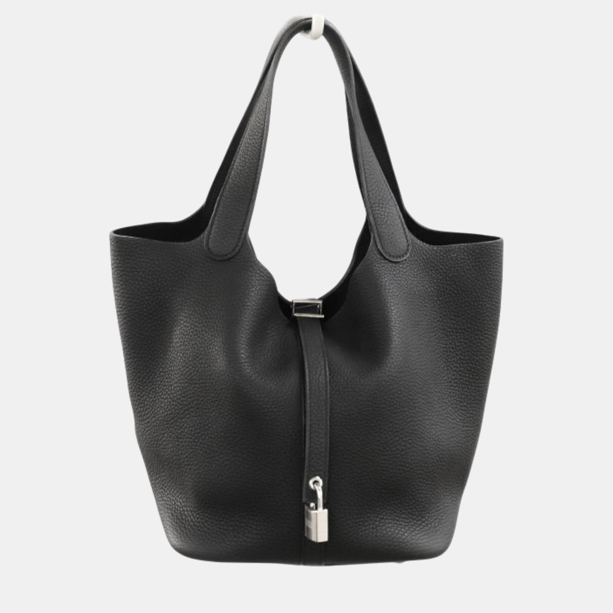 

Hermes Picotin Lock MM Handbag Black Leather