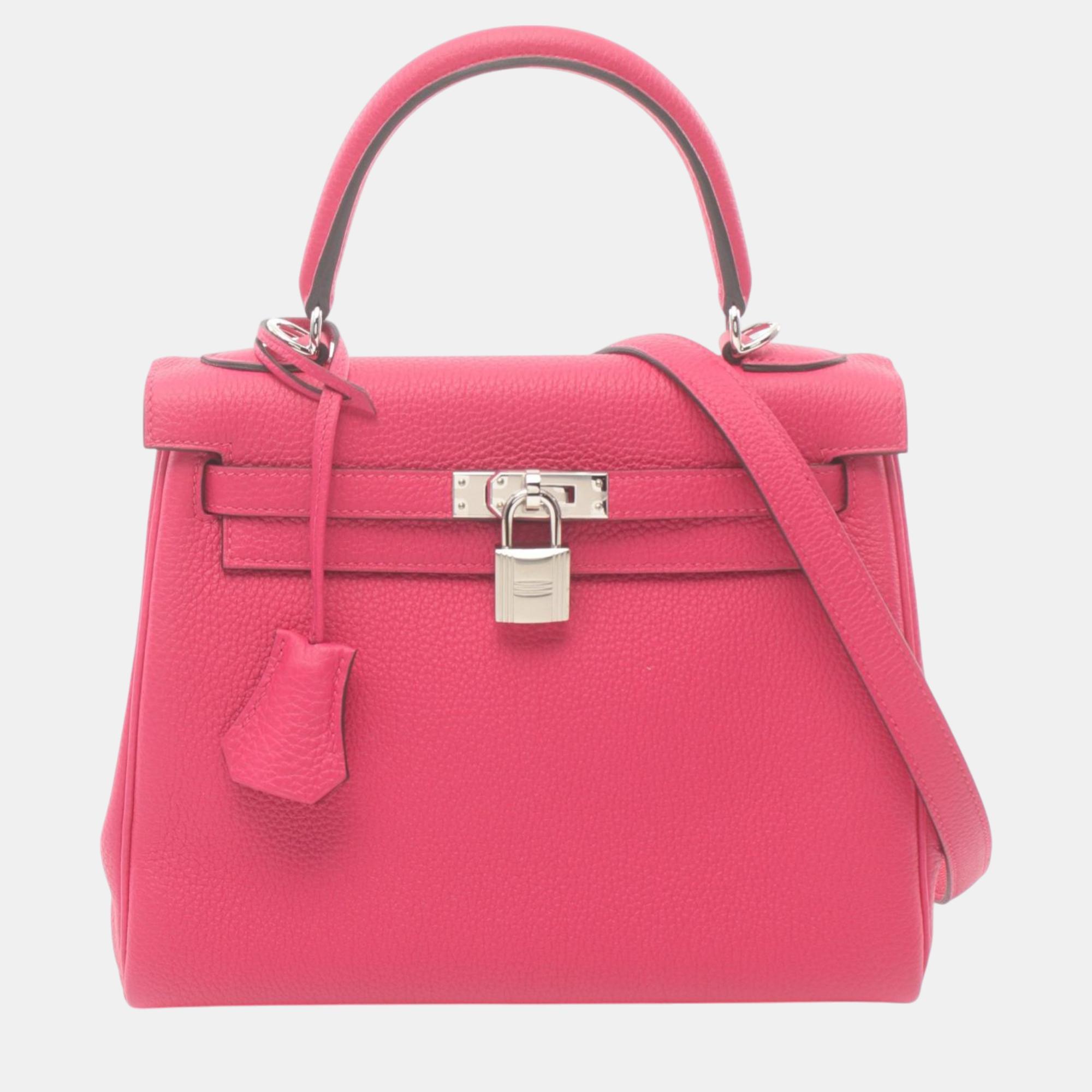 

Hermes Kelly 25 Togo Handbag Pink Pink Leather