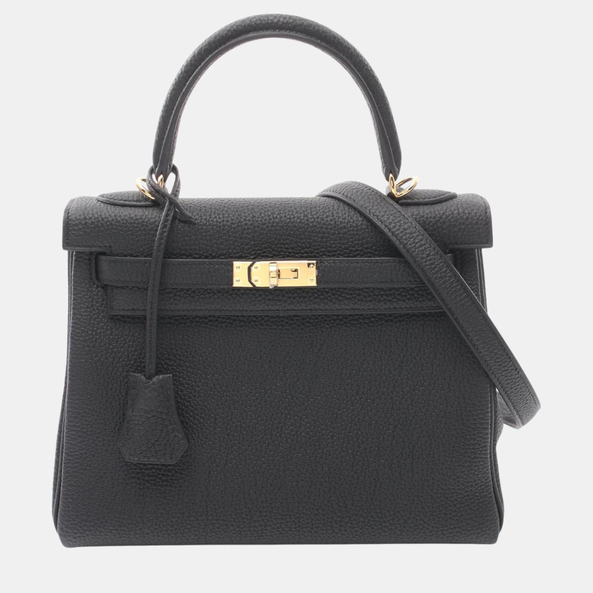 

Hermes Kelly 25 Togo Handbag Black Leather