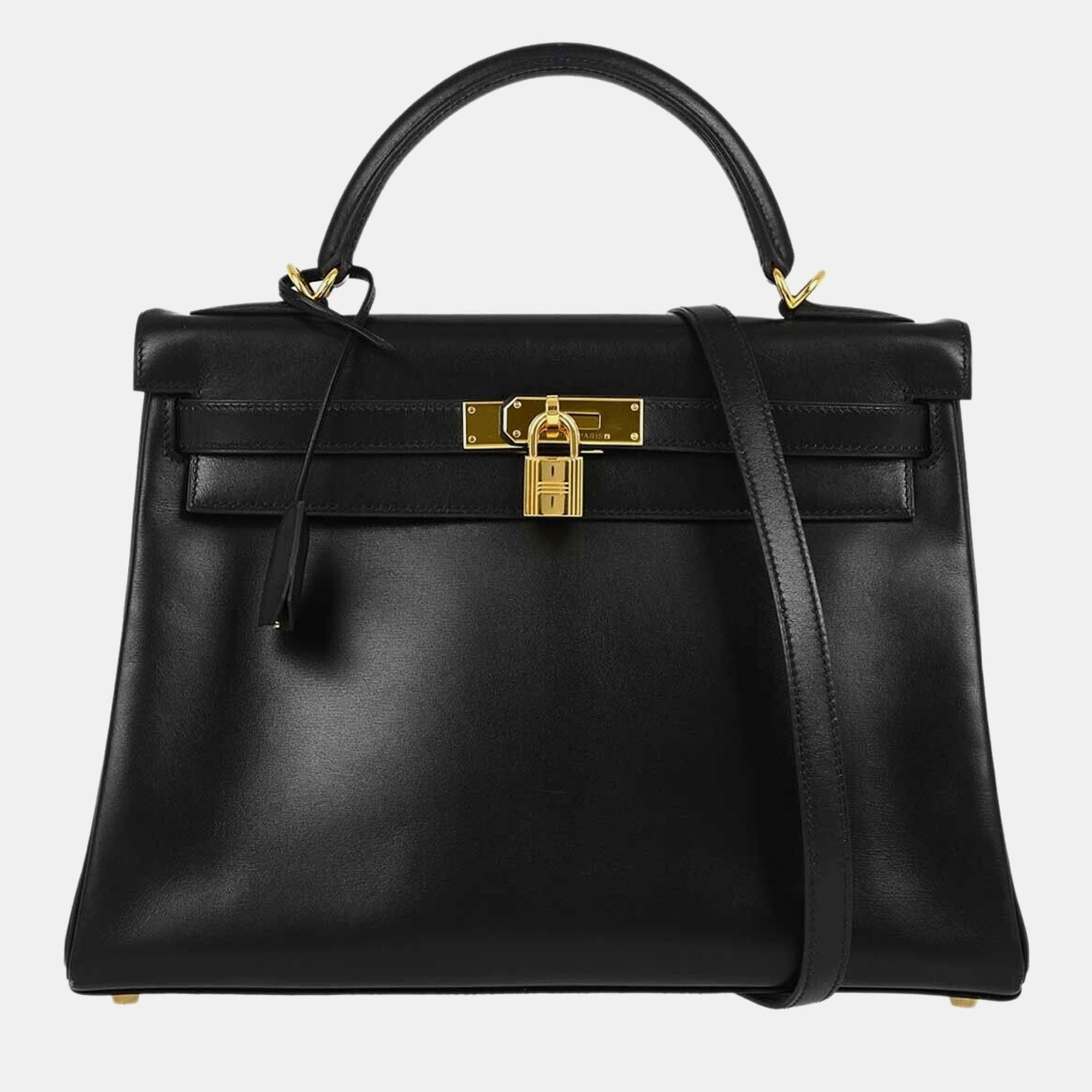 

Hermes Black Box Calf Kelly 32 Retourne Handbag