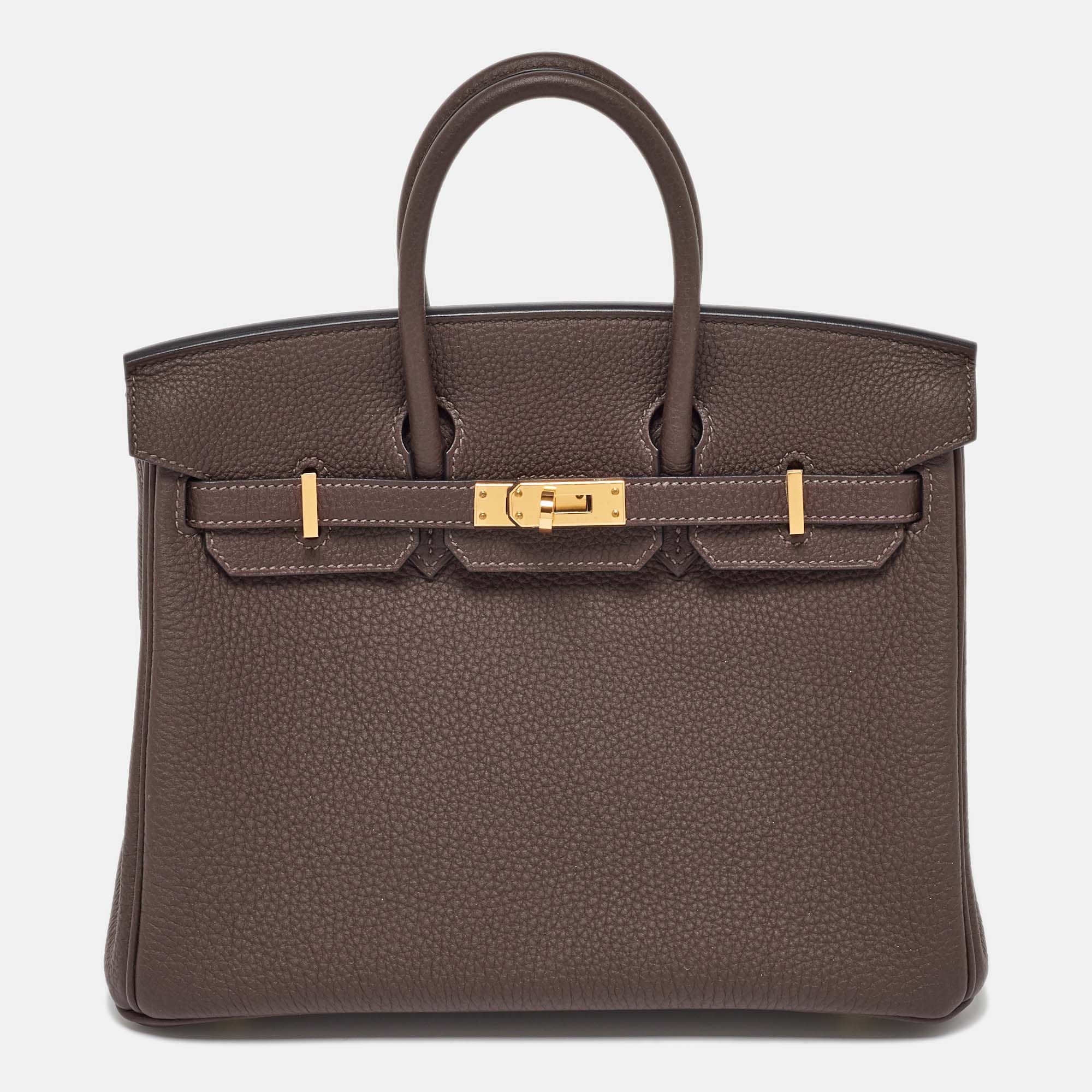 

Hermes Chocolat Togo Leather Gold Finish Birkin 25 Bag, Brown