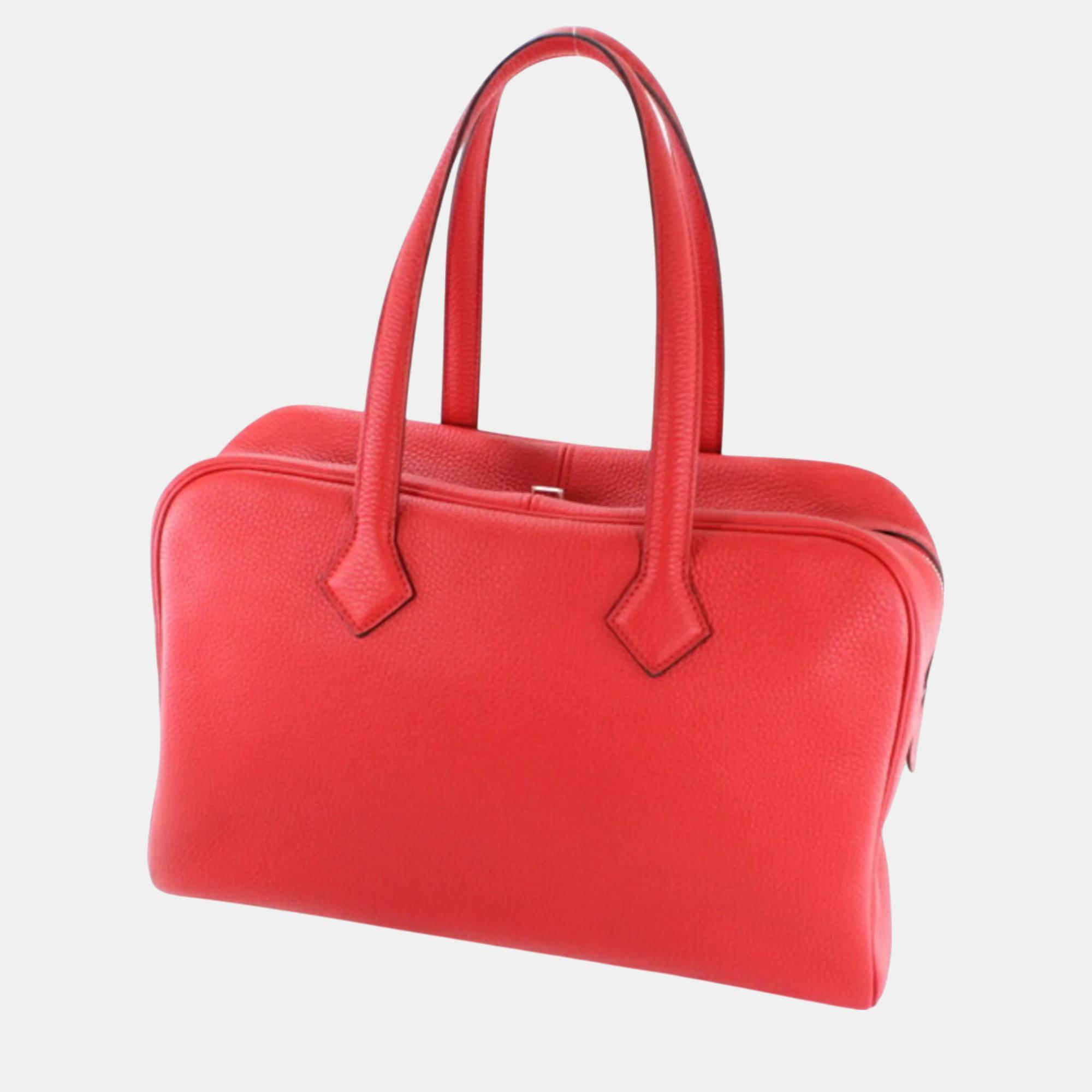 

Hermes Red Rouge Coup Taurillon Clece Leather Victoria 35 Handbag