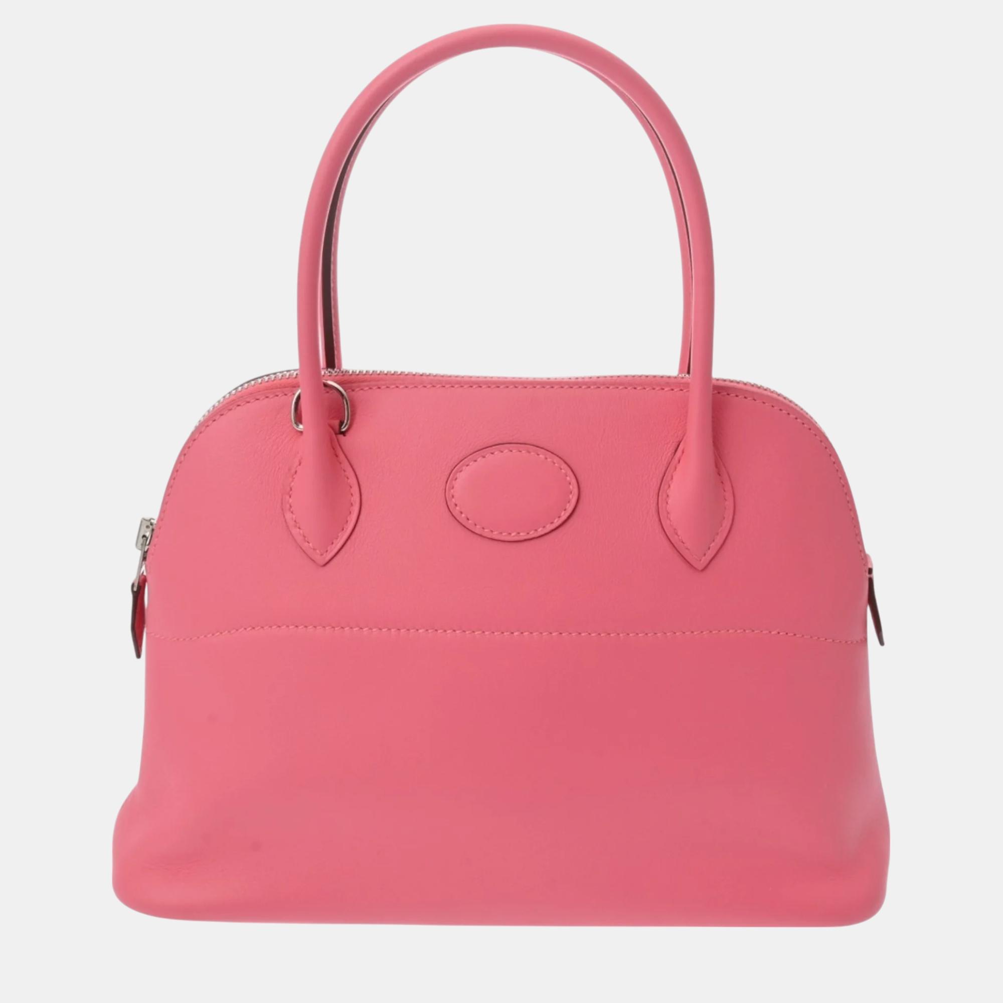 

Hermes Rose Azalee Swift Bolide 27 handbag, Pink
