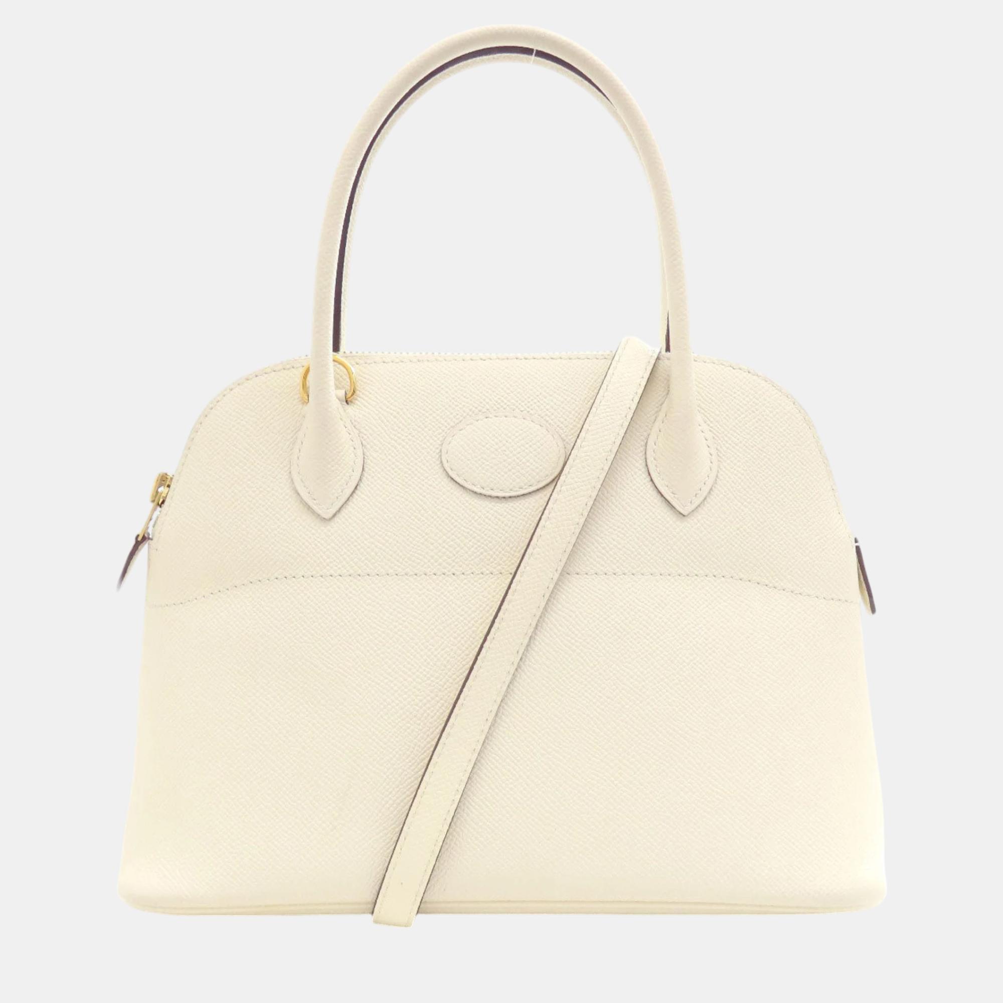 

Hermes White Epson Bolide 27 Handbag