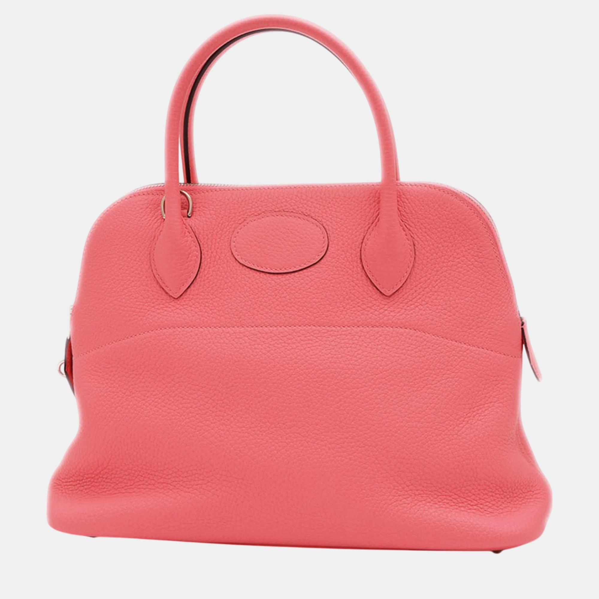 

Hermes Taurillon Rose Azalee Bolide 31 Handbag, Pink