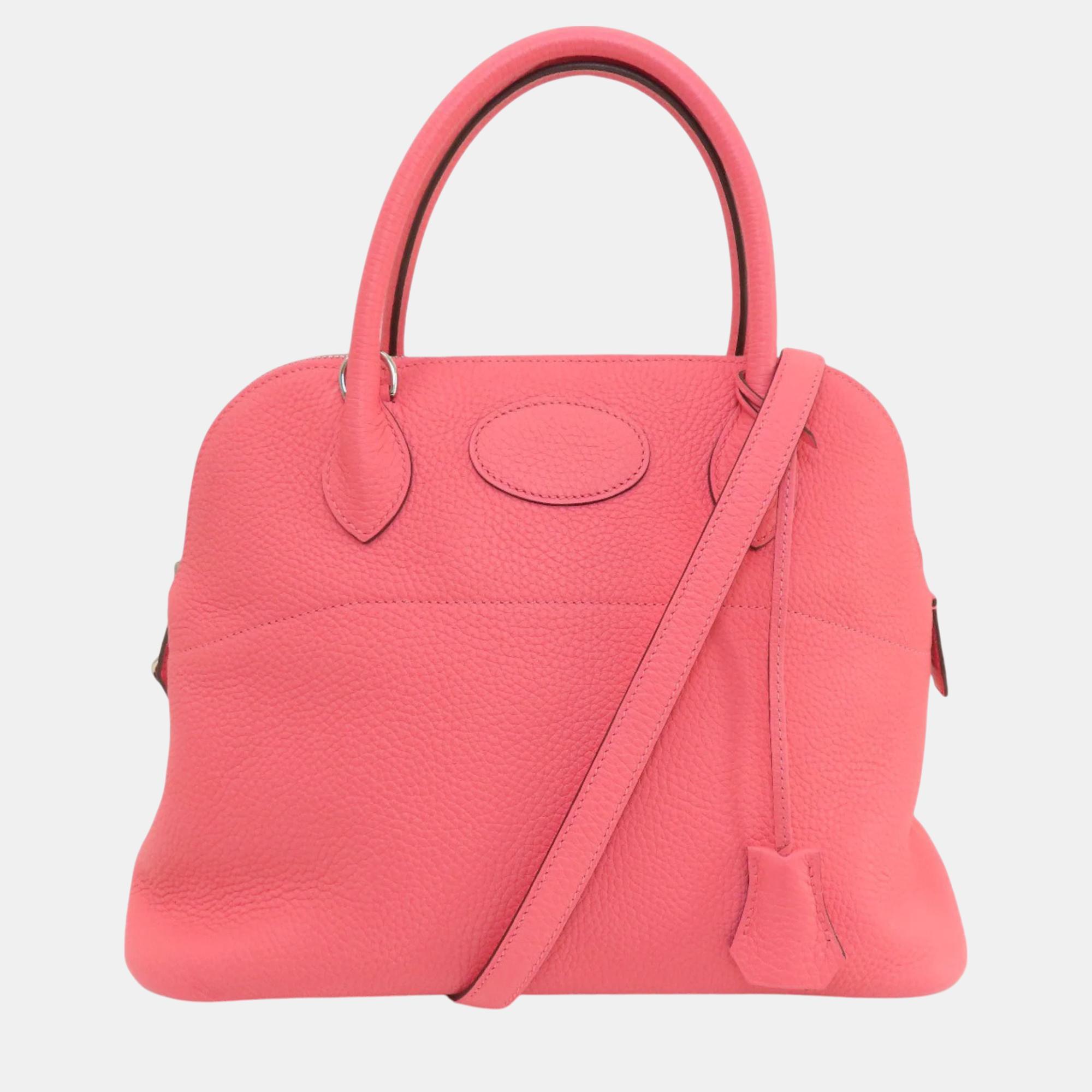 

Hermes Rose Azalee Taurillon Bolide 31 Handbag, Pink