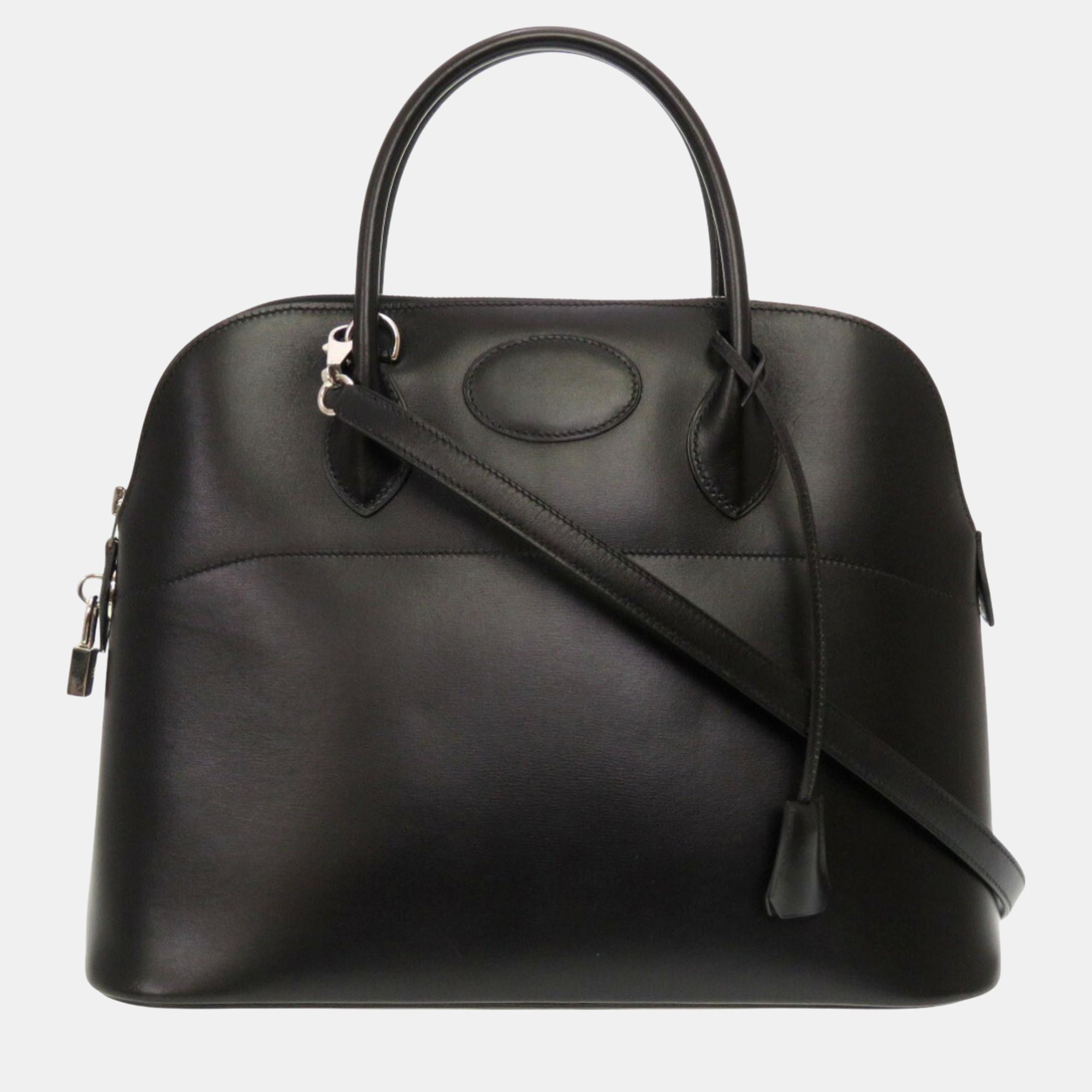 

Hermes Box Calf Black Bolide 35 Handbag