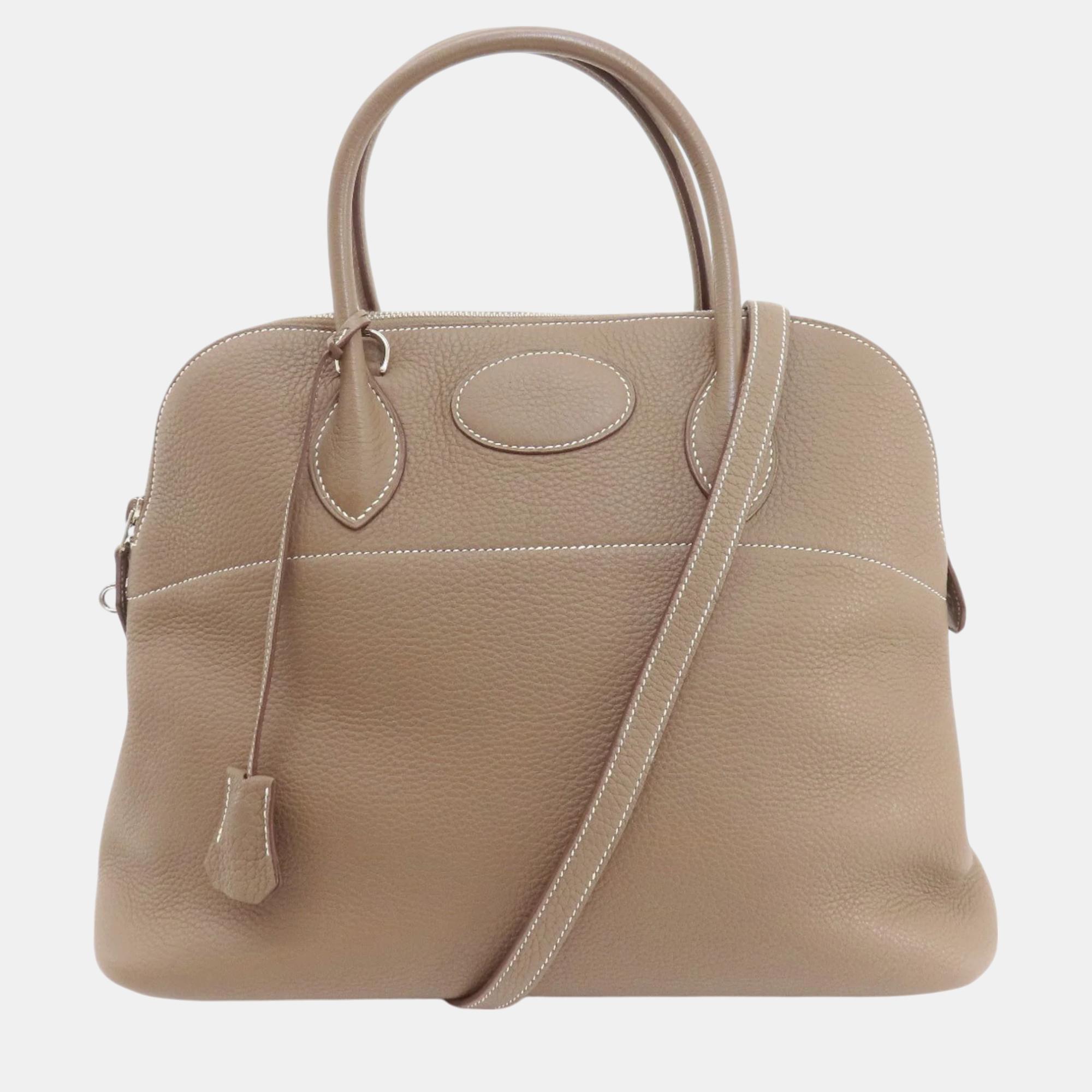 

Hermes Etoupe Taurillon Bolide 35 Handbag, Grey