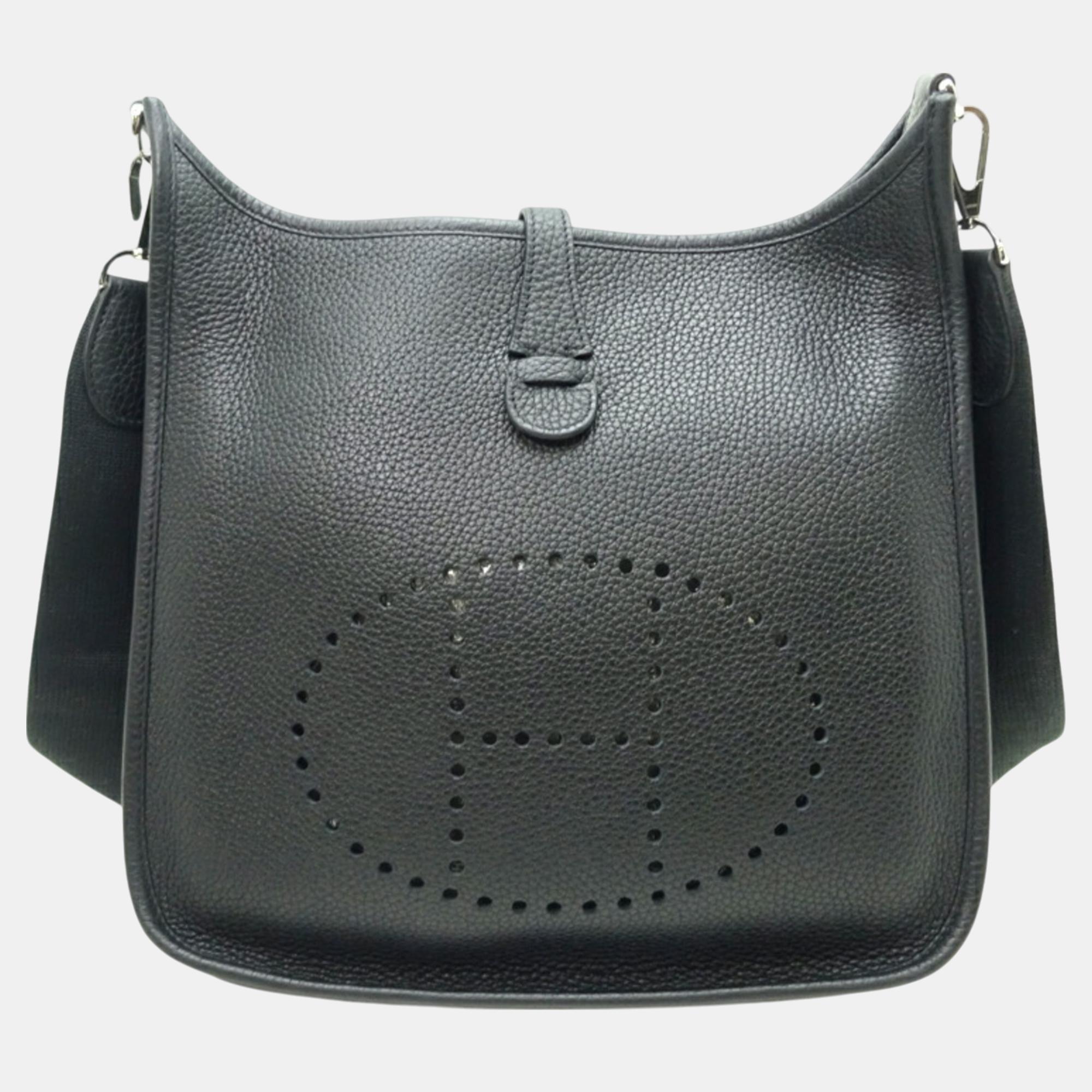 

Hermes Taurillon Clemence Noir (black) Evelyn 3 III PM Trois shoulder bag