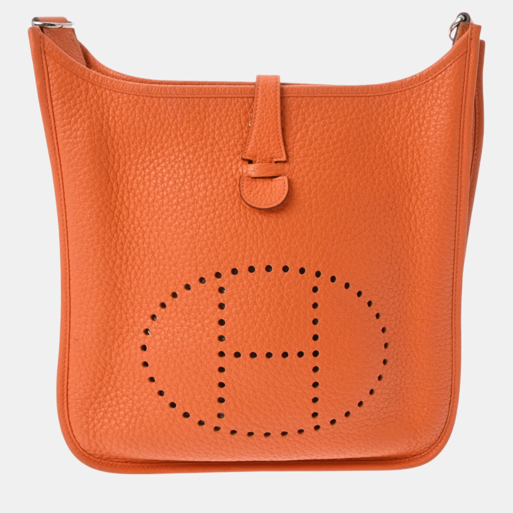 

Hermes Orange Taurillon Clemence Evelyn 3 PM Shoulder Bag