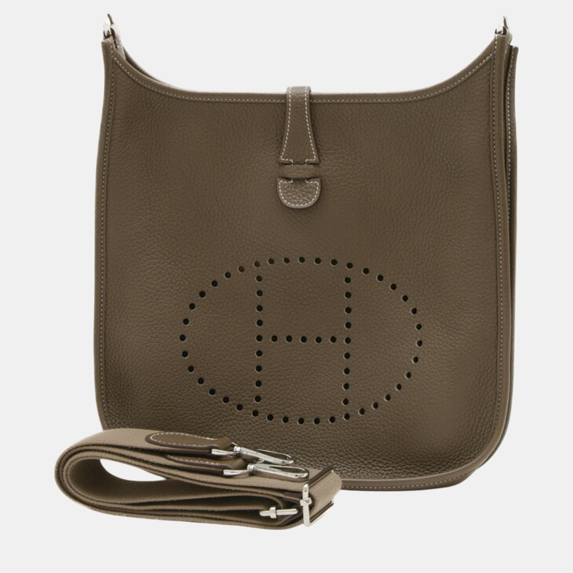 

Hermes Taurillon Etoupe Evelyn 3 PM Shoulder Bag, Brown