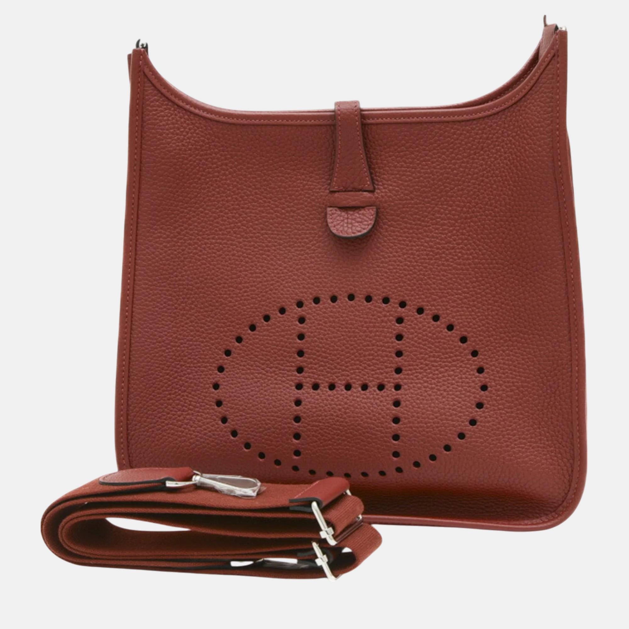 

Hermes Taurillon Rouge H Evelyn 3 PM Shoulder Bag, Red