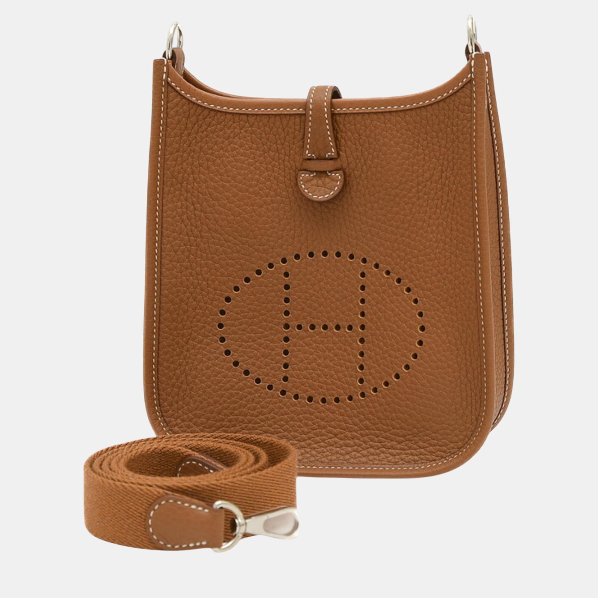 

Hermes Taurillon Clemence Gold Evelyn TPM Amazon Shoulder Bag, Brown