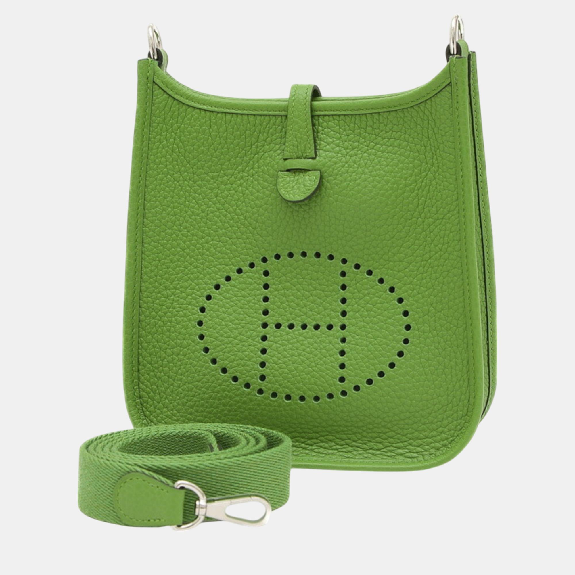 

Hermes Taurillon Clemence Vert Yucca Evelyn TPM Amazon Shoulder Bag, Green