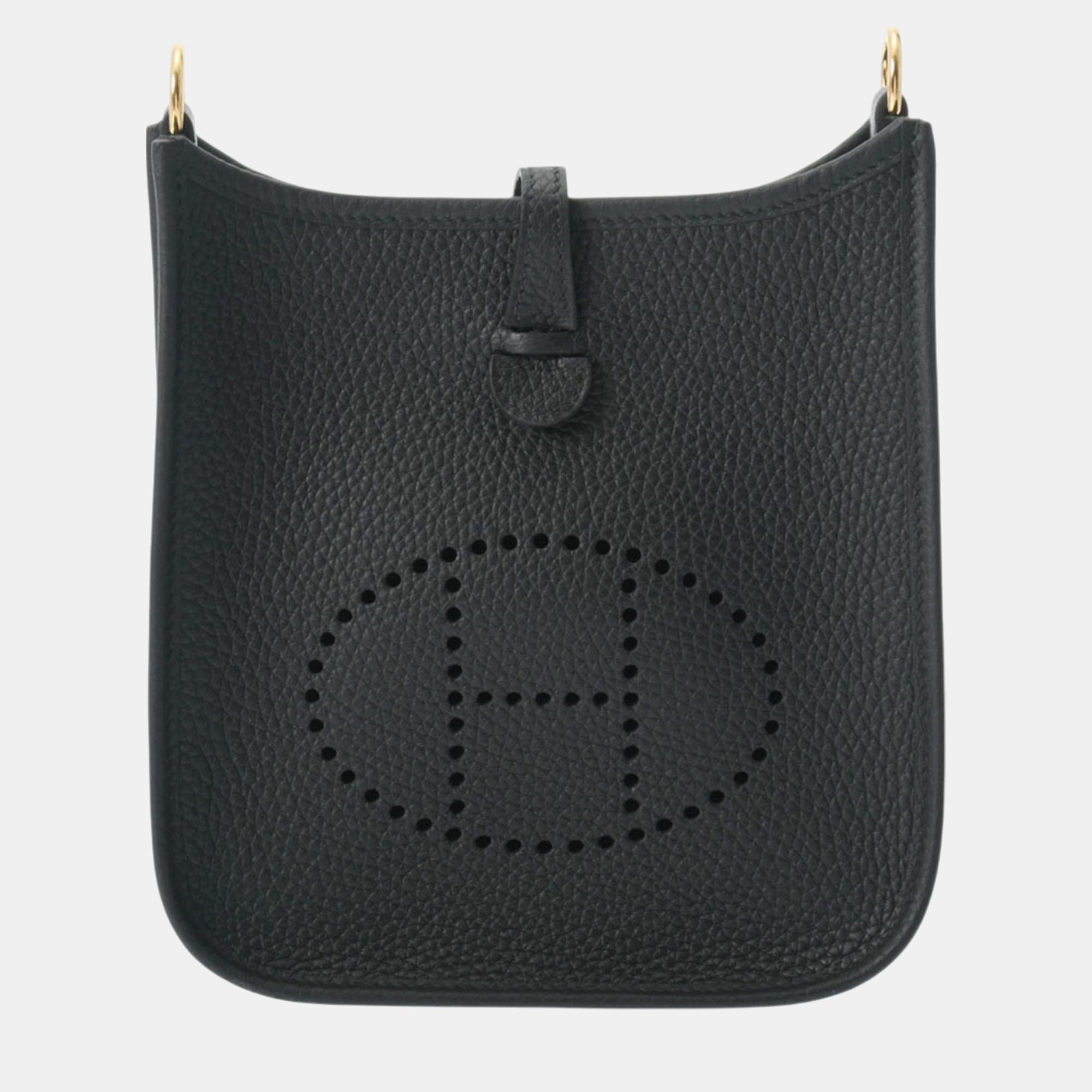 

Hermes Black Taurillon Clemence Evelyn TPM Shoulder Bag