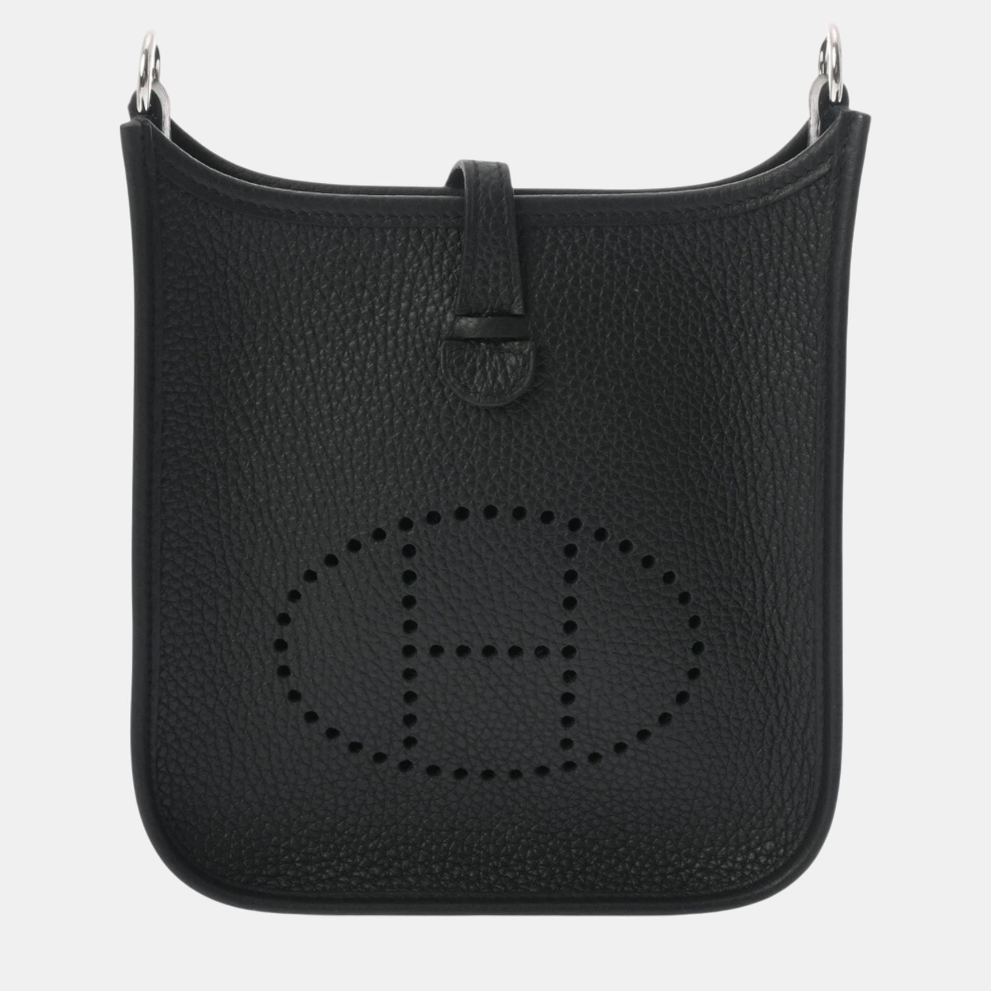 

Hermes Black Taurillon Clemence Evelyn TPM Shoulder Bag