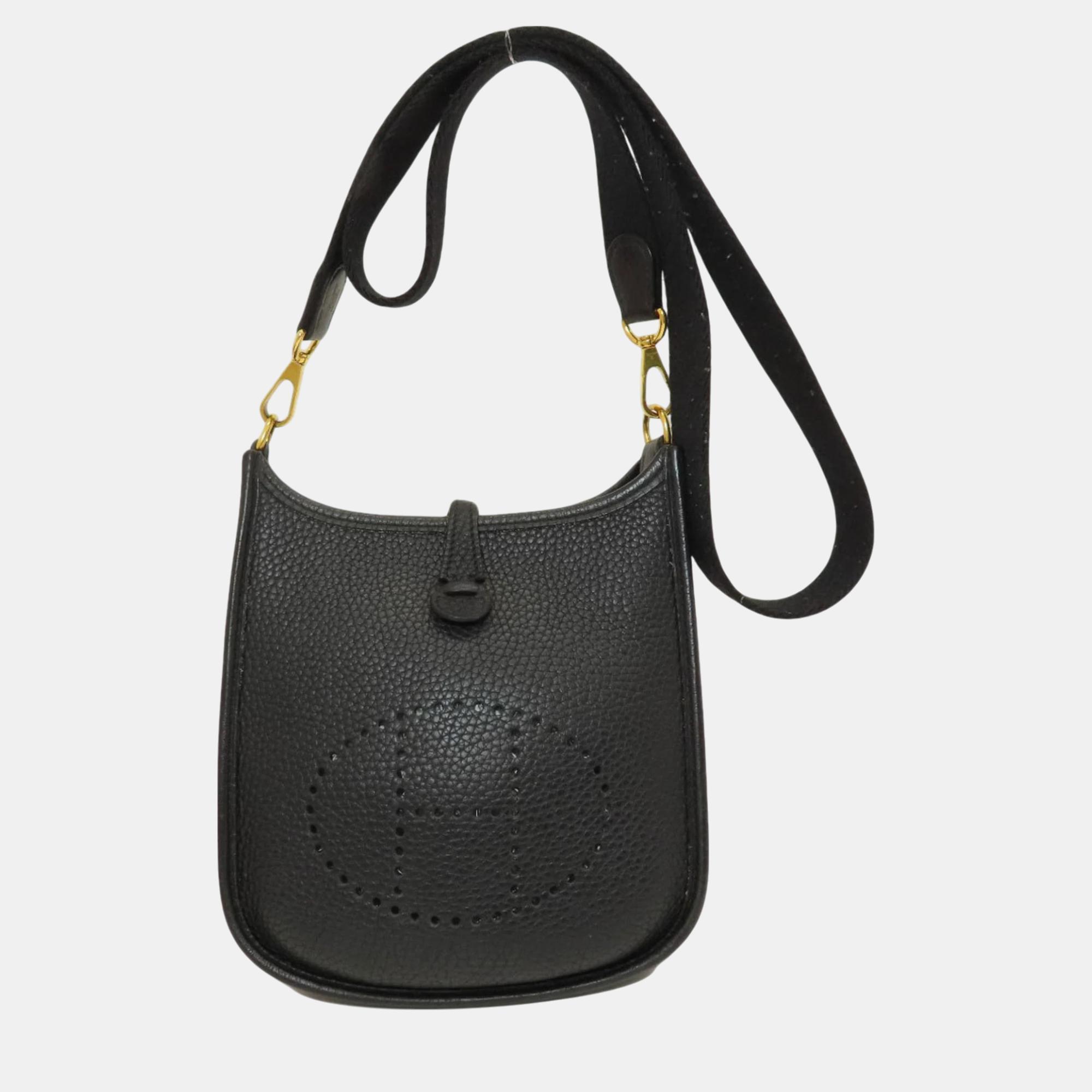

Hermes Black Taurillon Evelyn TPM Shoulder Bag