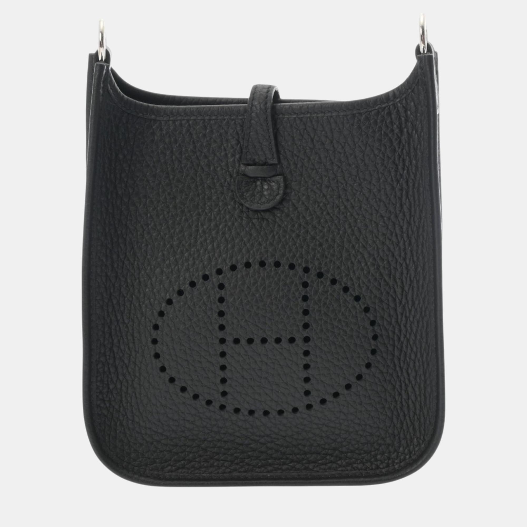 

Hermes Black Taurillon Clemence Evelyn TPM Shoulder Bag