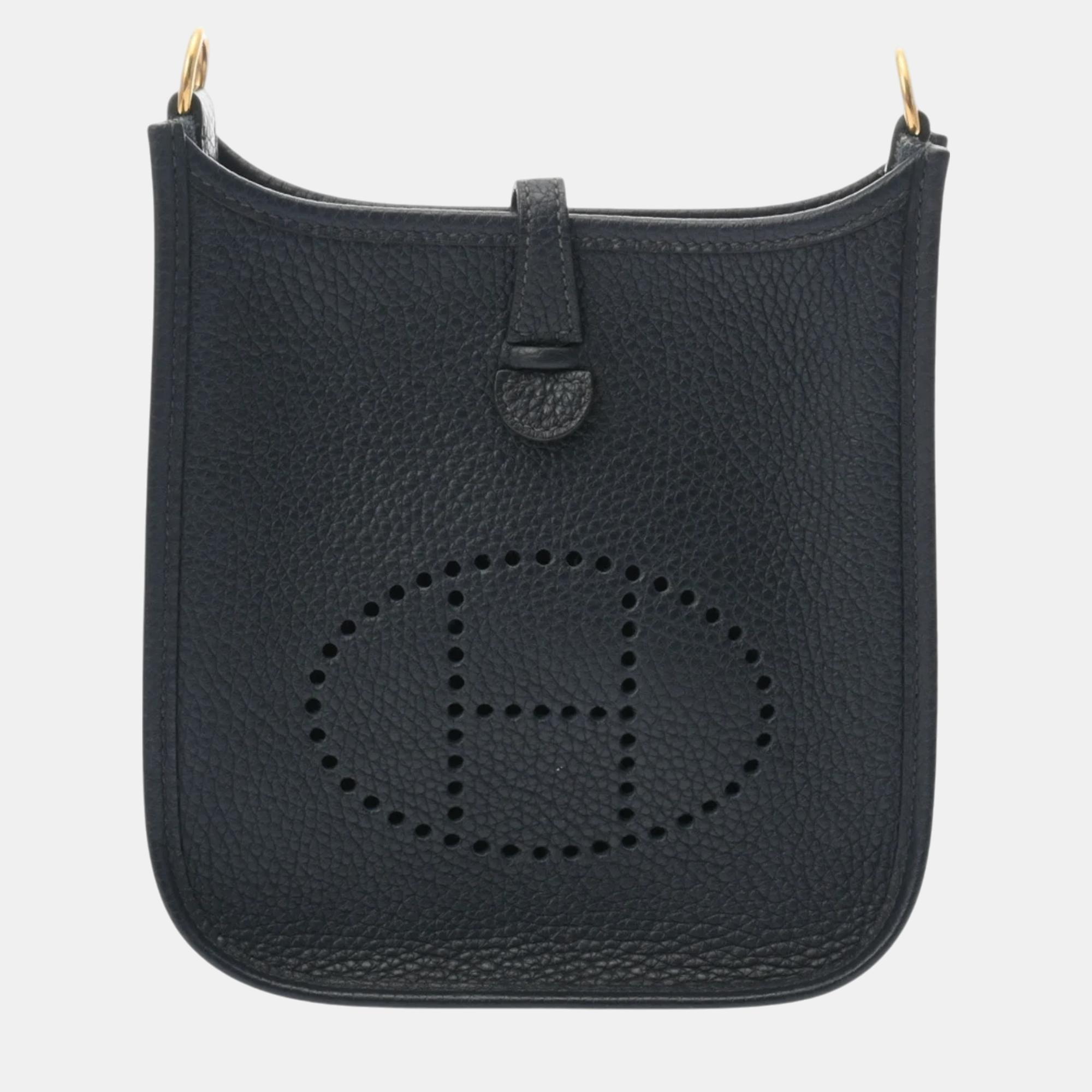 

Hermes Blue Nuit Taurillon Clemence Evelyn TPM shoulder bag
