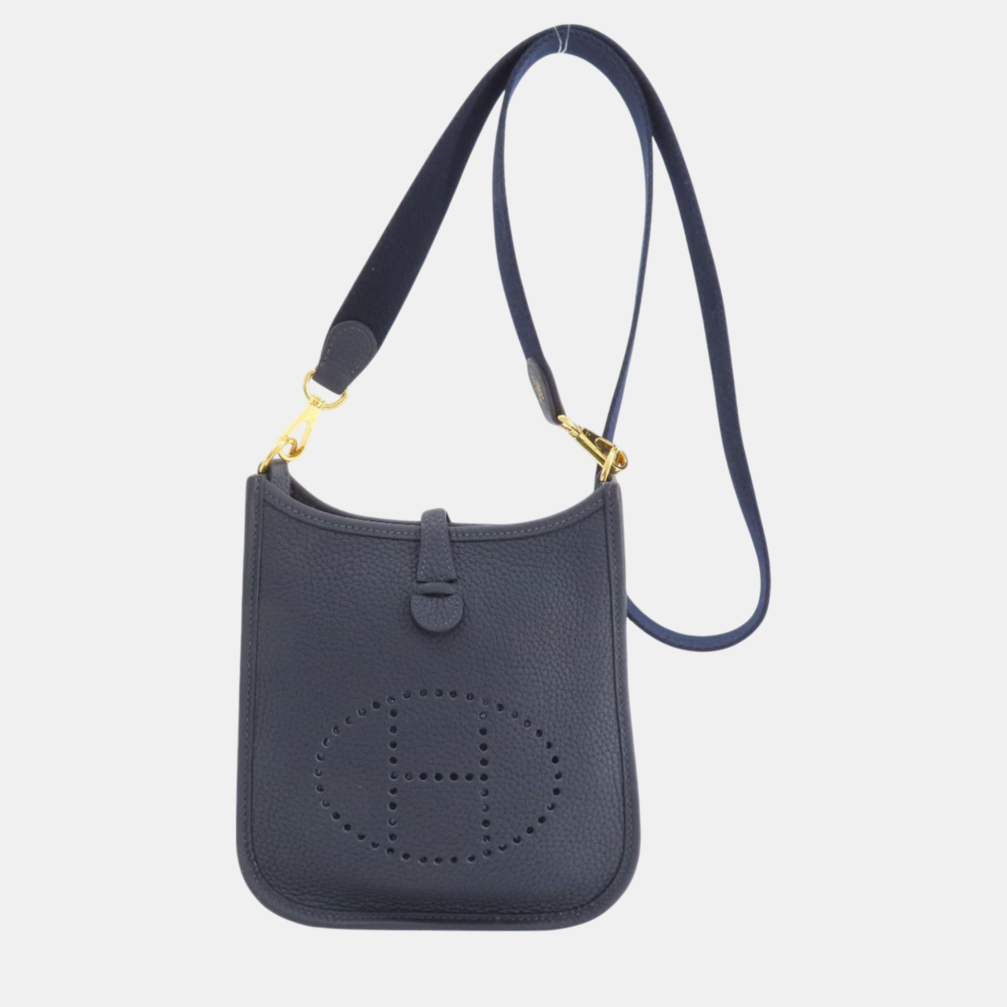 

Hermes Blue Nuit Taurillon Evelyn TPM Shoulder Bag