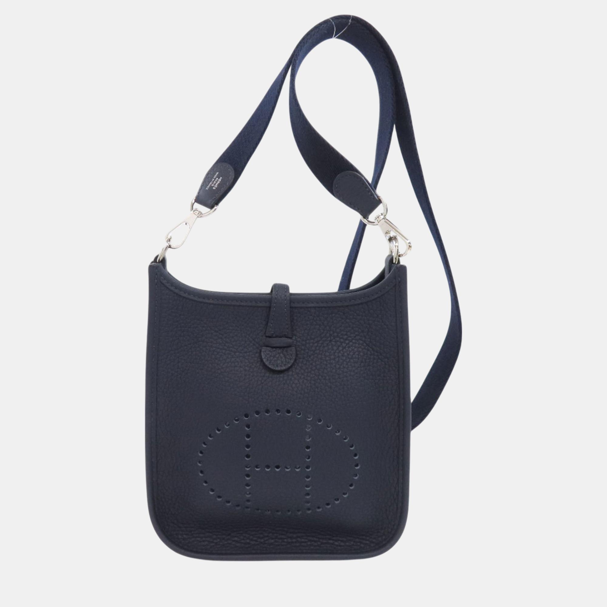 

Hermes Taurillon Clemence Evelyn TPM Shoulder Bag, Navy blue