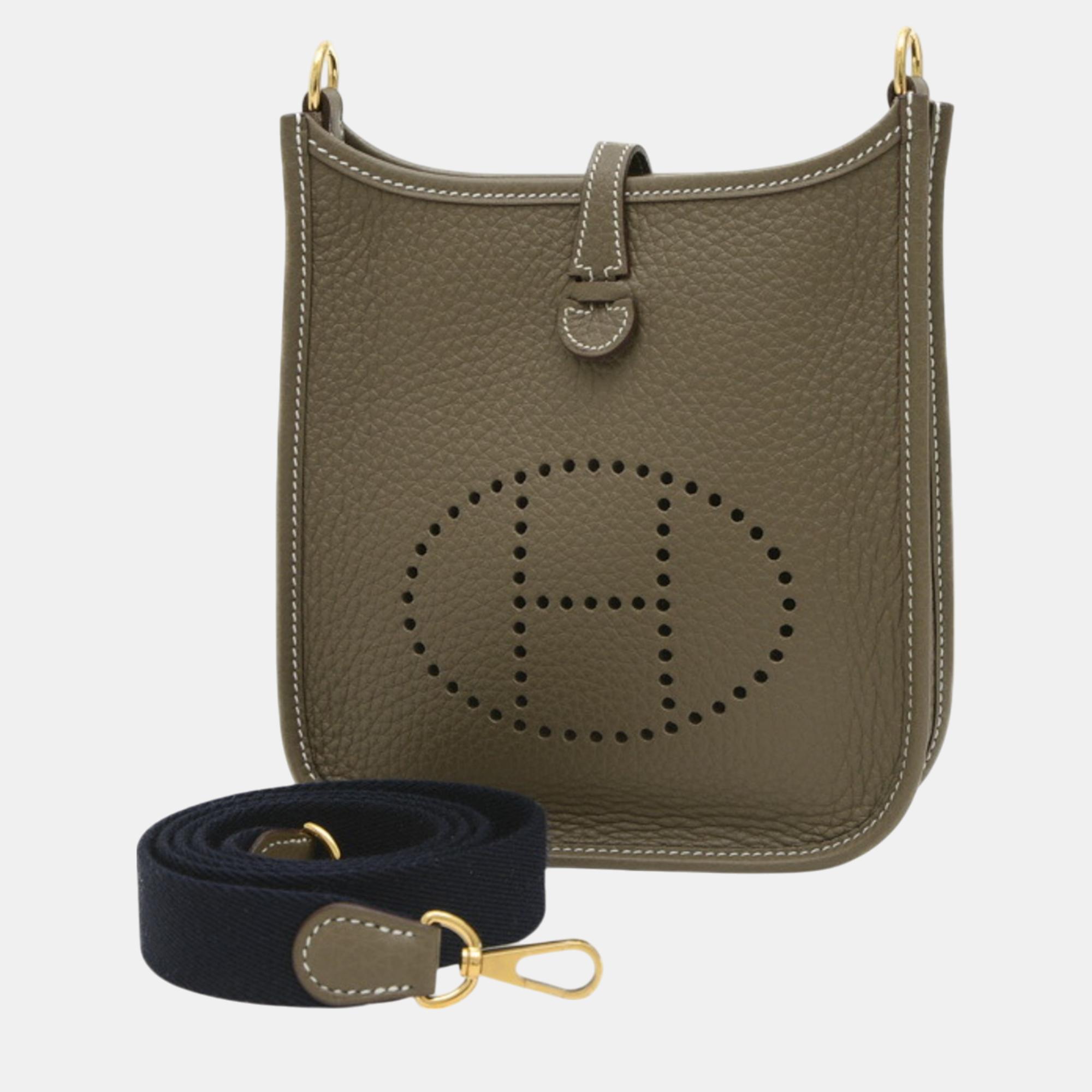 

Hermes Taurillon Etoupe Evelyn TPM Shoulder Bag, Grey