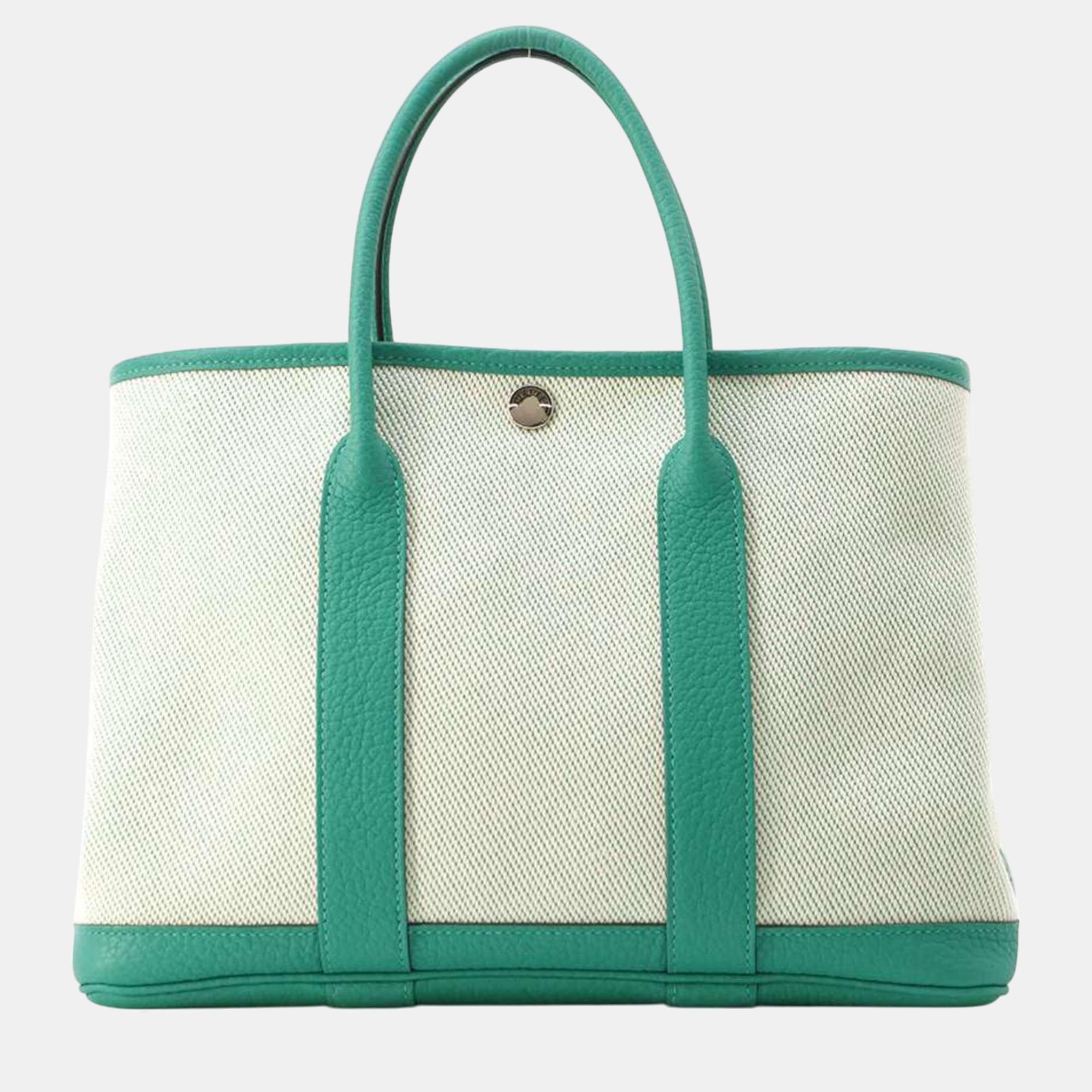 

Hermes Vert Jade Toile Twill H Negonda Garden TPM bag, Green