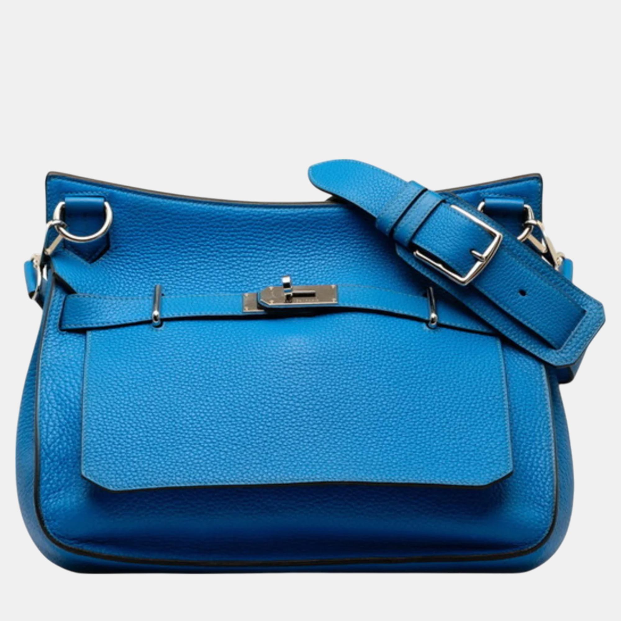 

Hermes Taurillon Clemence Gypsiere 34 Shoulder Bag, Blue