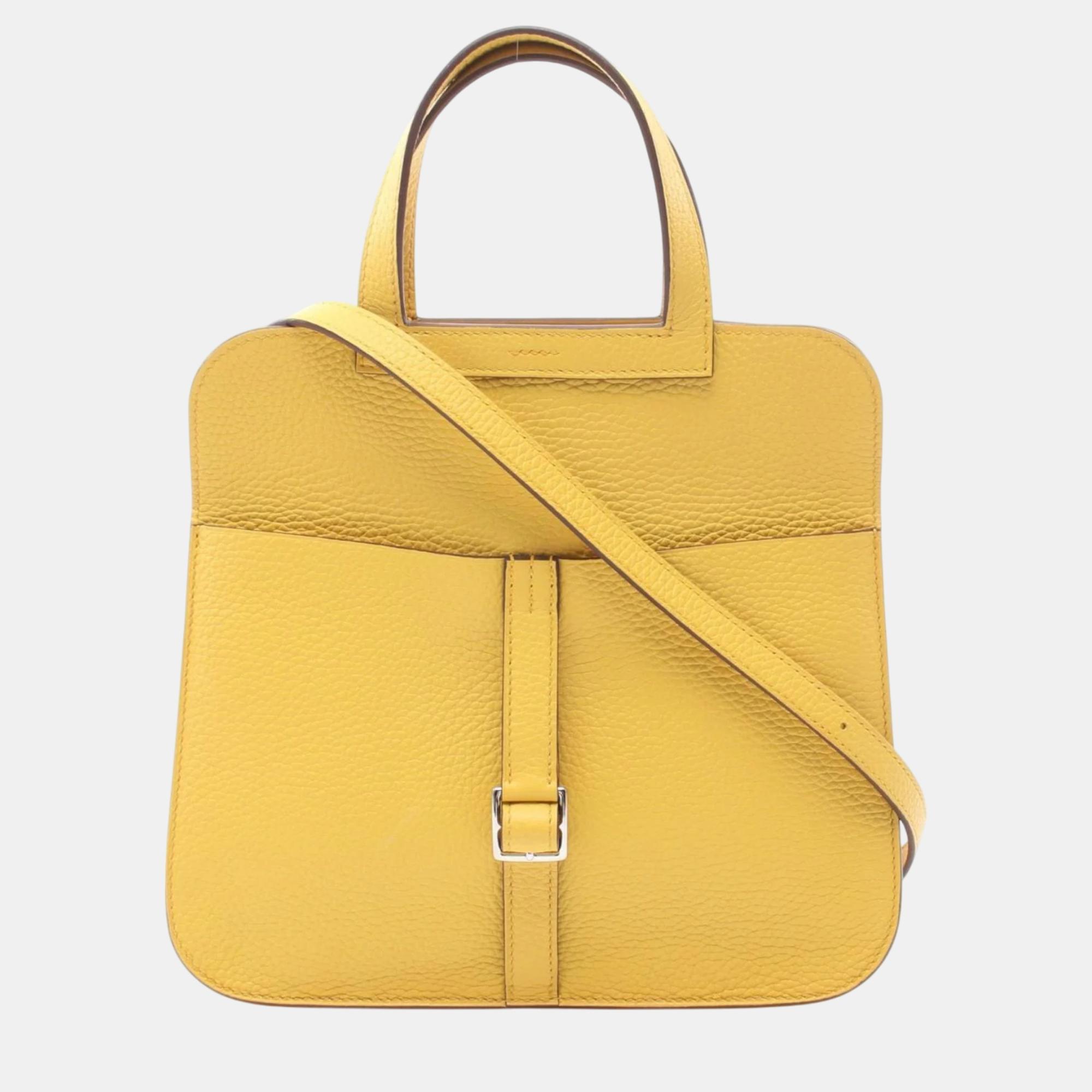 

Hermes Yellow Taurillon Clemence Arzan 25 Handbag