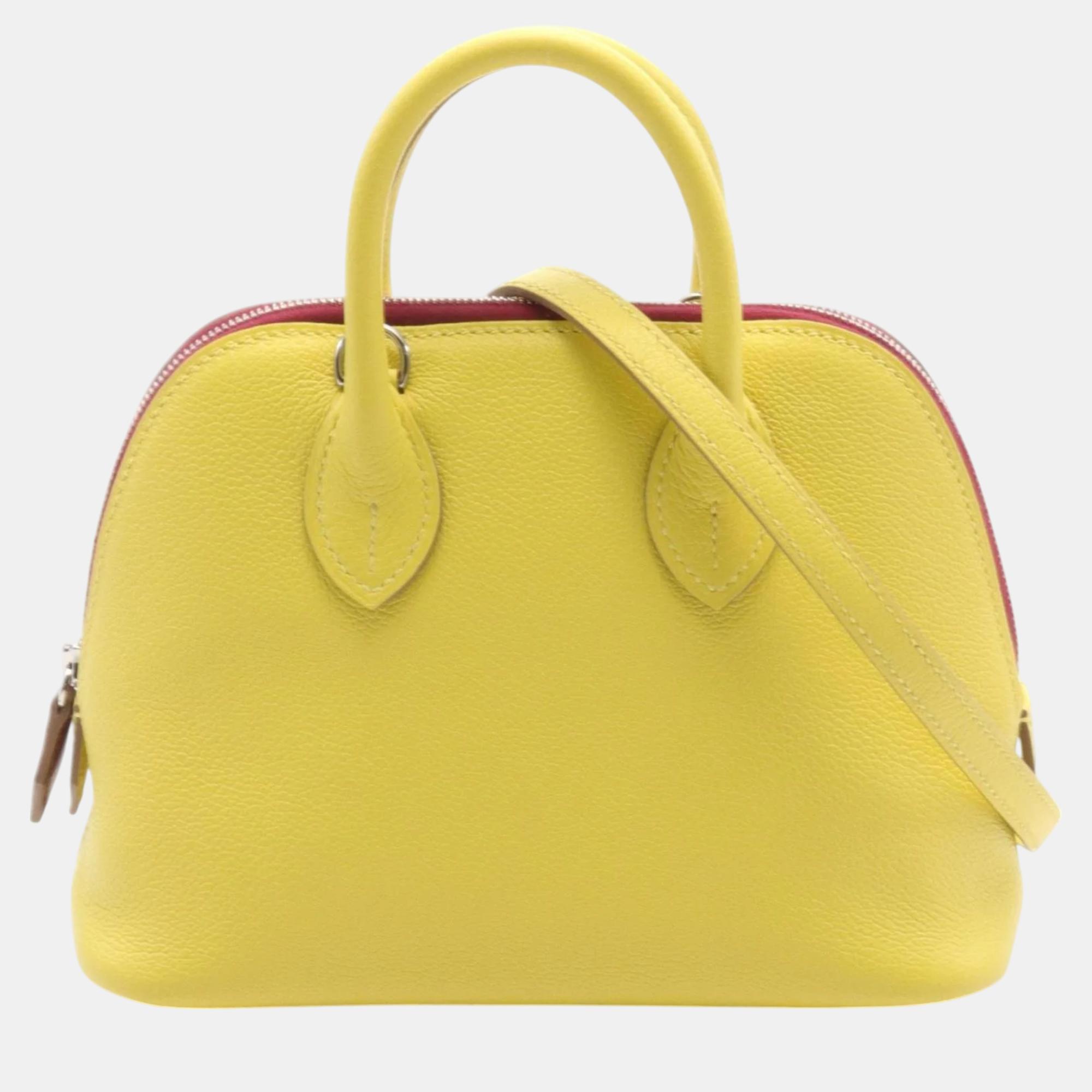 

Hermes Evercolor Yellow Bordeaux Bolide 1923 Bicolor Handbag