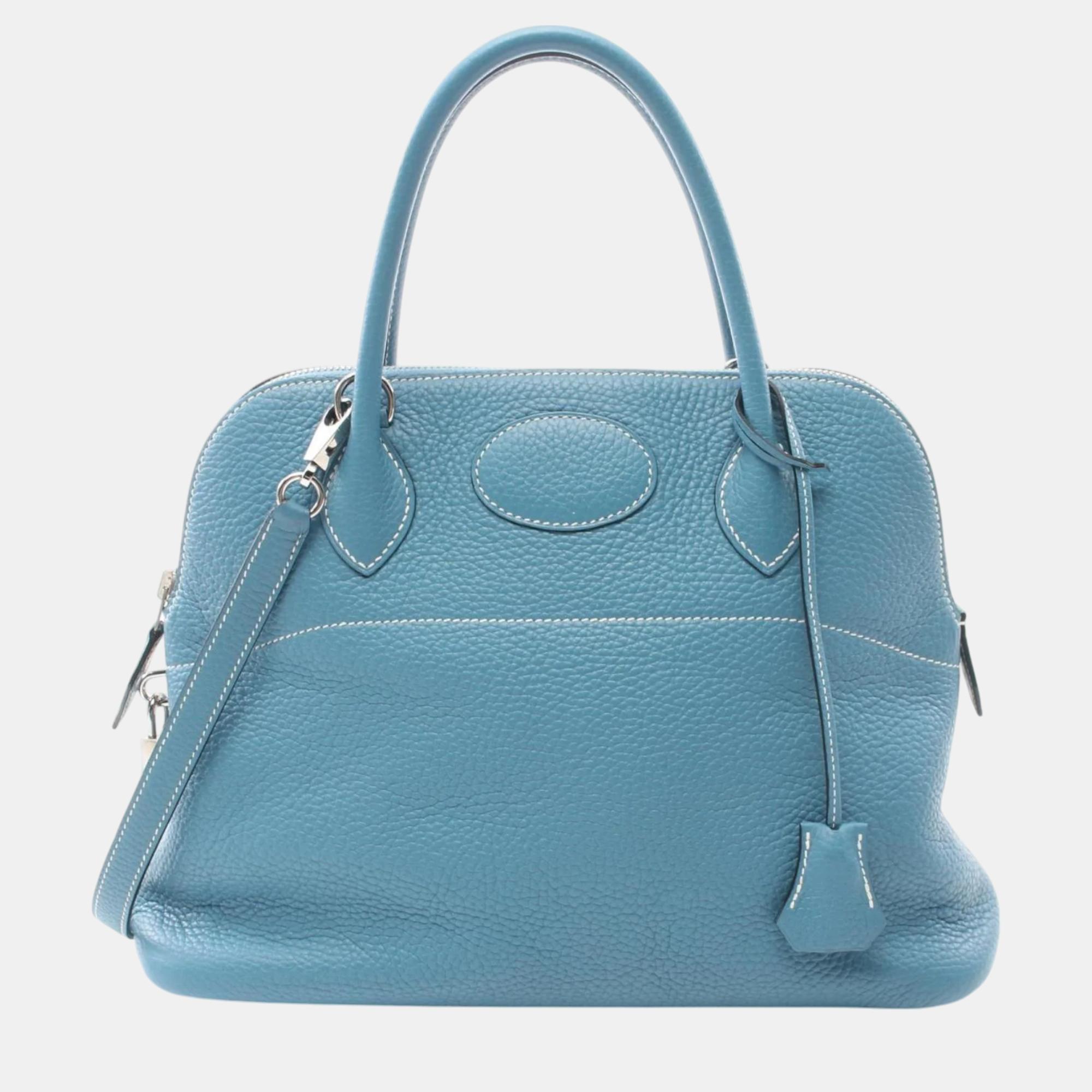 

Hermes Taurillon Clemence Blue Bolide 31 Handbag