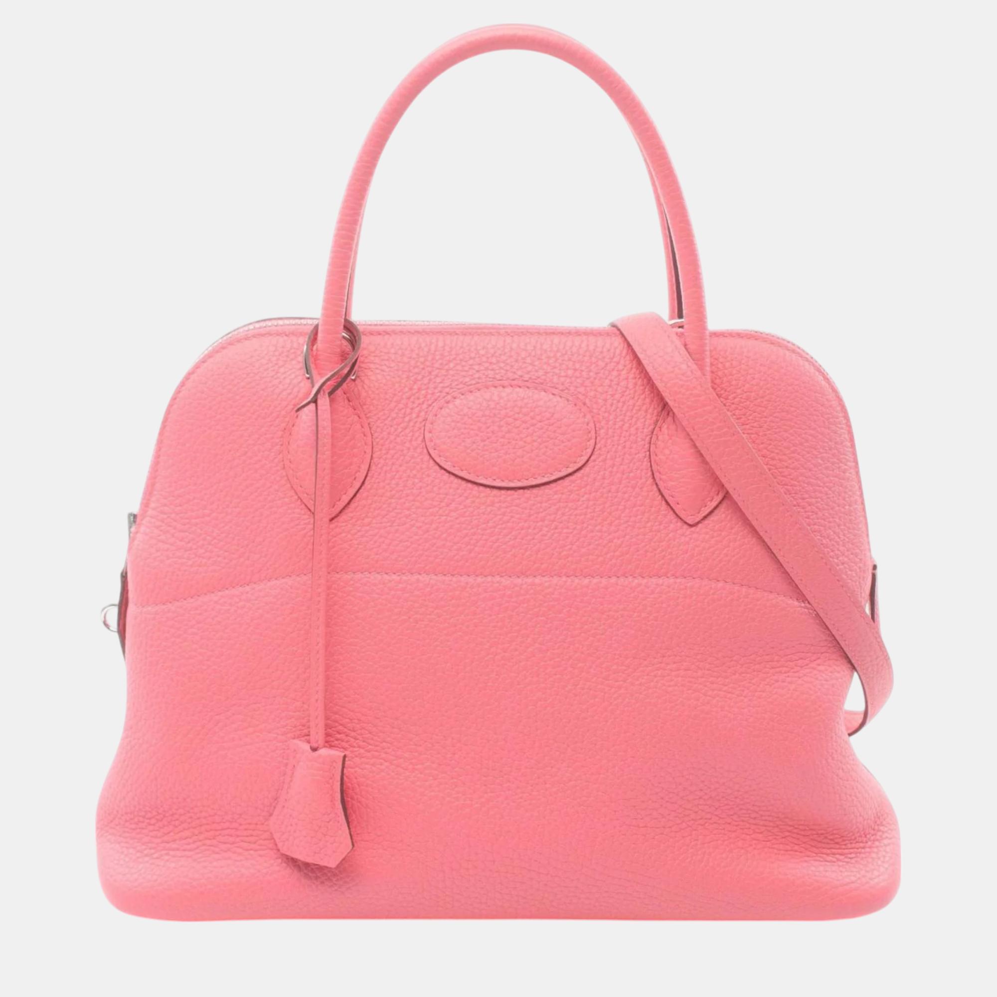 

Hermes Taurillon Clemence Pink Bolide 31 Handbag