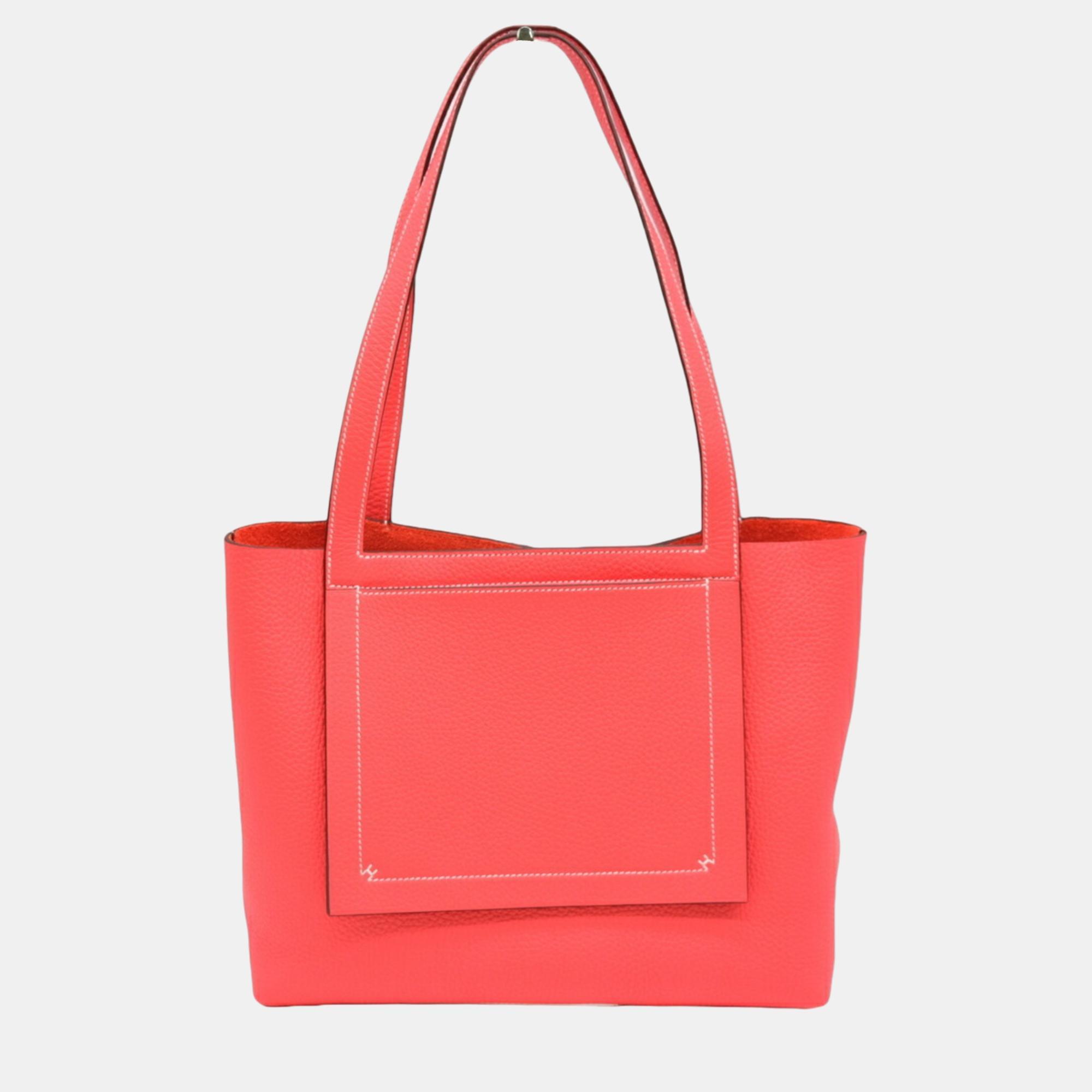 

Hermes Taurillon Clemence Leather Rose Texas Pink Cabas Serie 31 Tote Bag