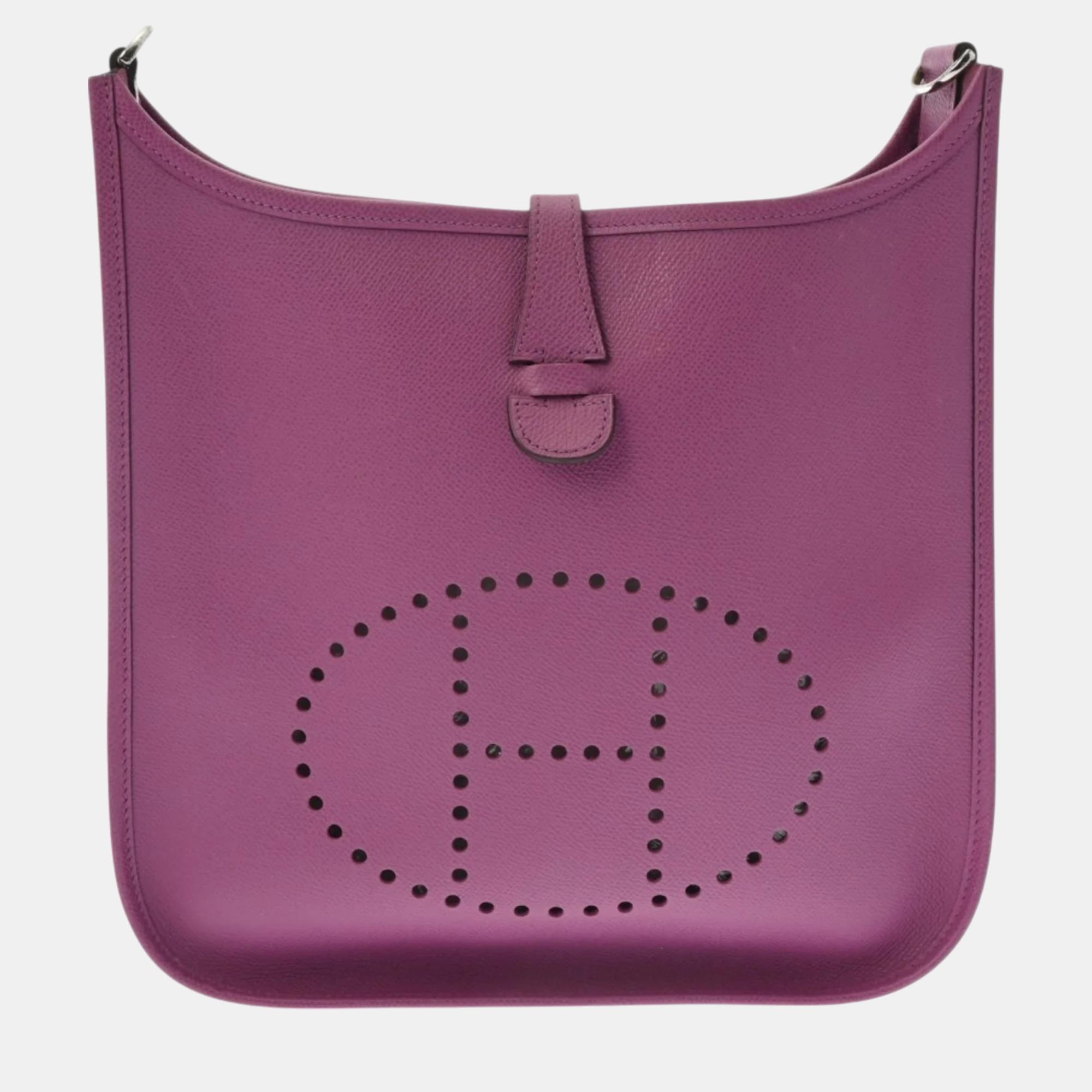 

Hermes Cyclamen Epsom leather Evelyn 2 PM shoulder bag, Purple