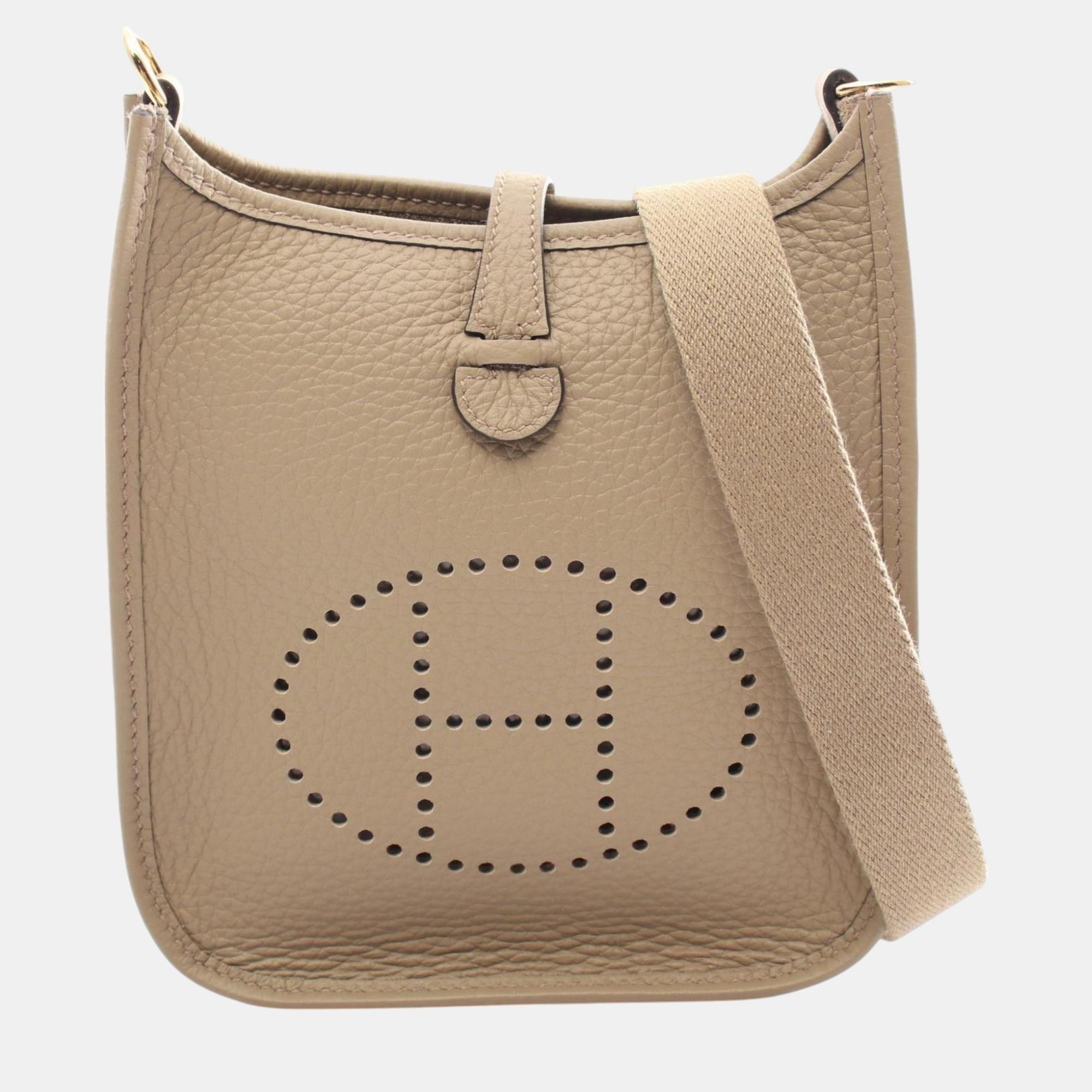 

Hermes Beige Marfa Taurillon Clemence Evelyn TPM Shoulder Bag