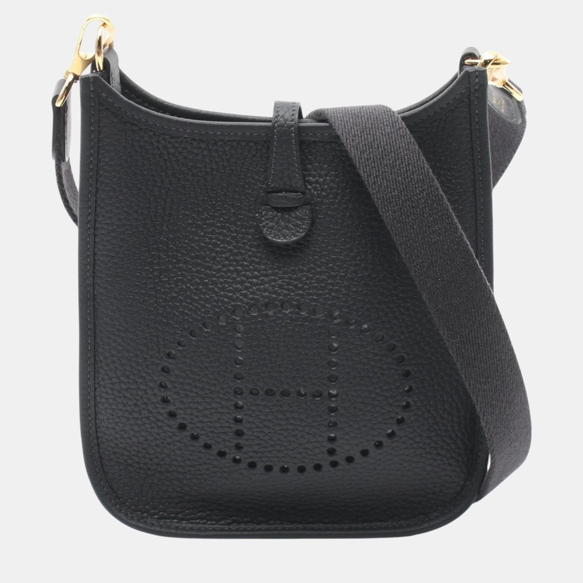 

Hermes Black Taurillon Clemence Evelyn TPM Cabane Shoulder Bag