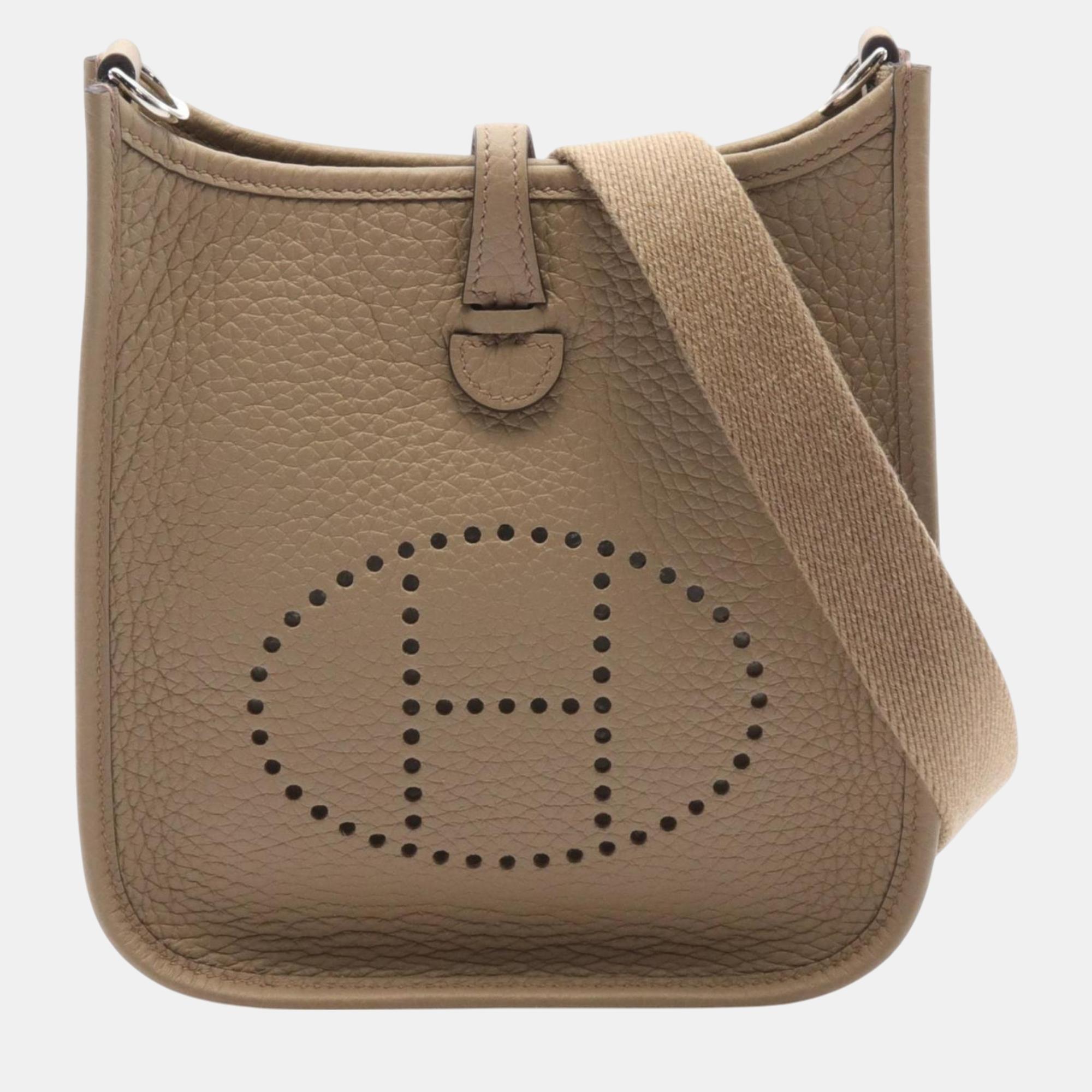 

Hermes Beige Taurillon Clemence Evelyn TPM Shoulder Bag